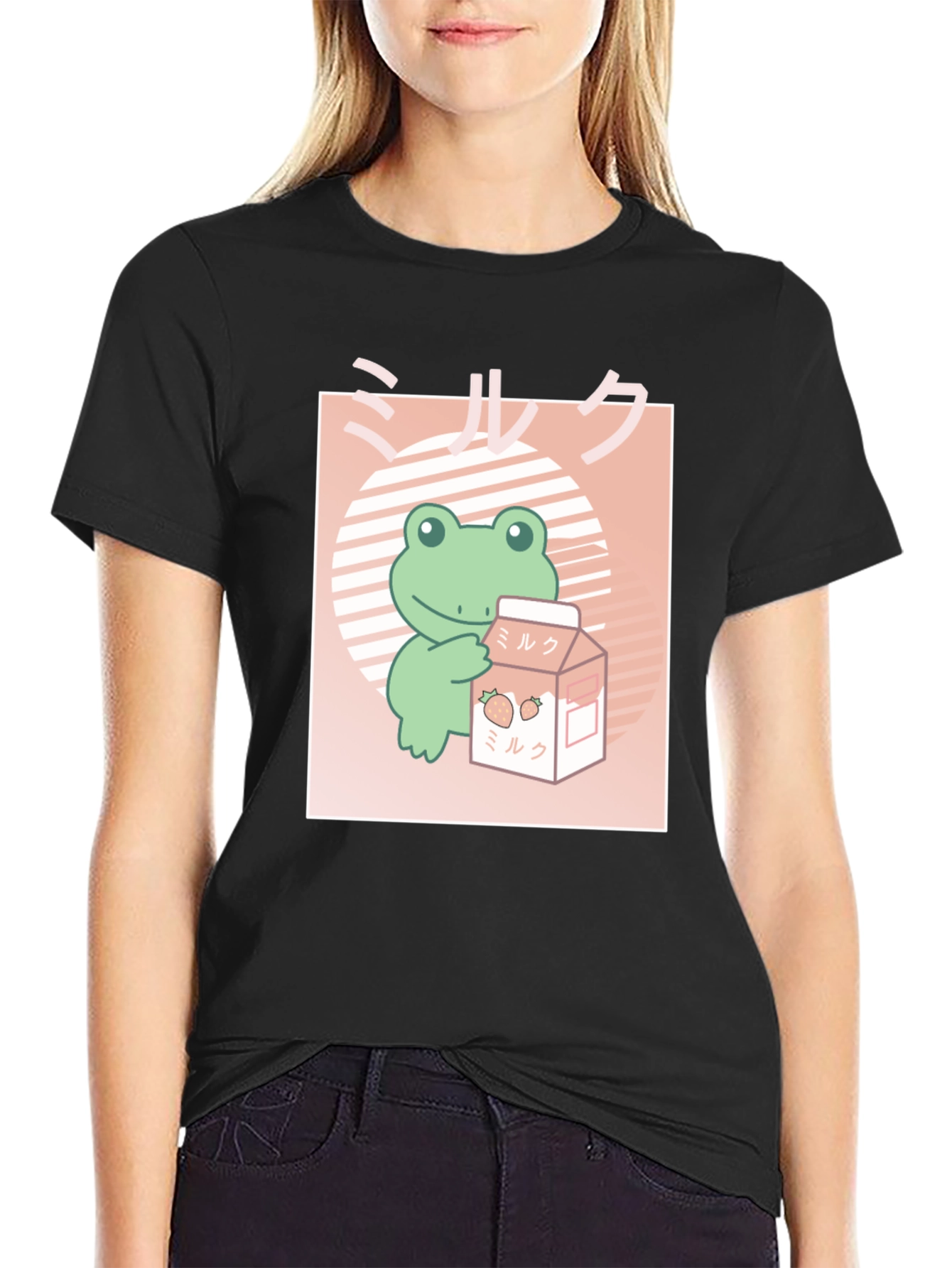 Kawaii Frog Strawberry Milk T-Shirt