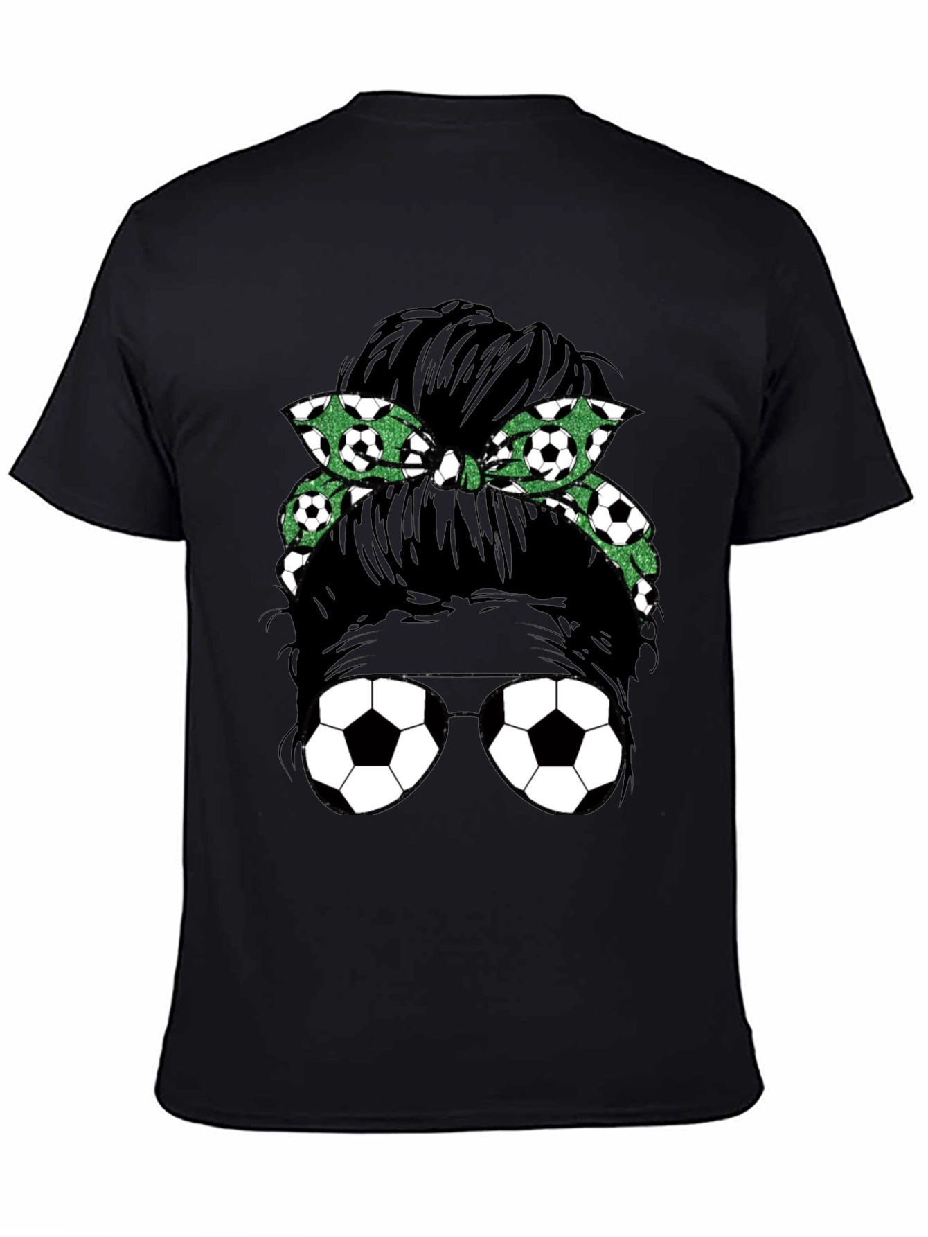Soccer Mom Messy Bun Graphic Tee - Black