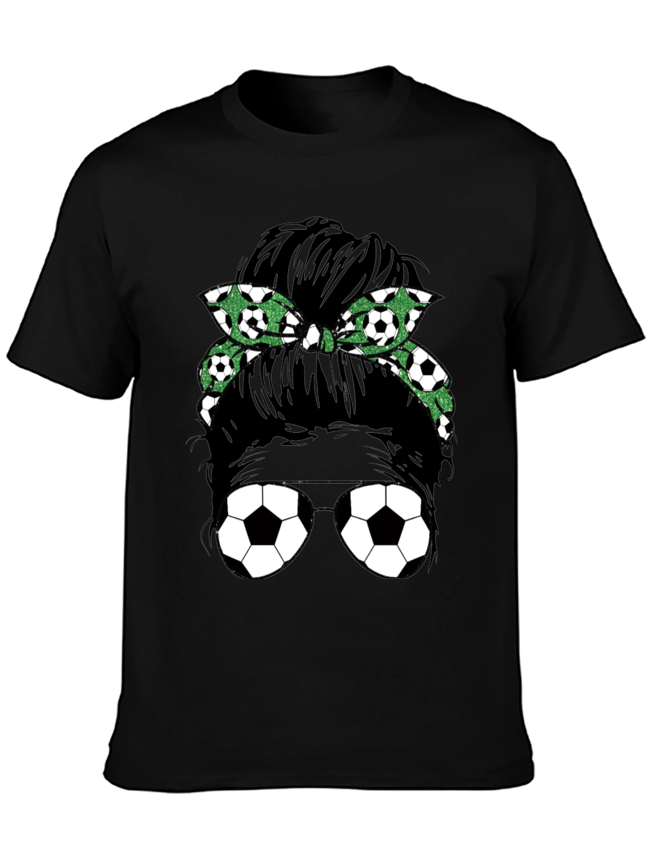 Soccer Mom Messy Bun Graphic Tee - Black