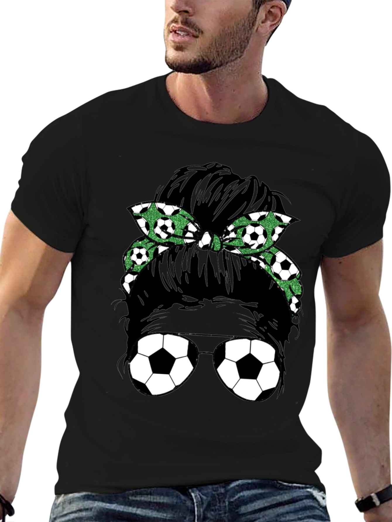 Soccer Mom Messy Bun Graphic Tee - Black