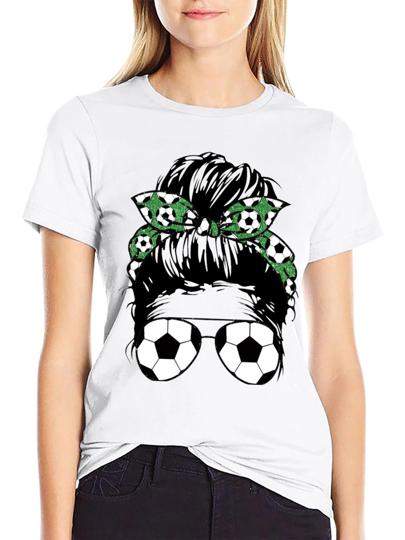 Soccer Mom Messy Bun Graphic Tee - Black