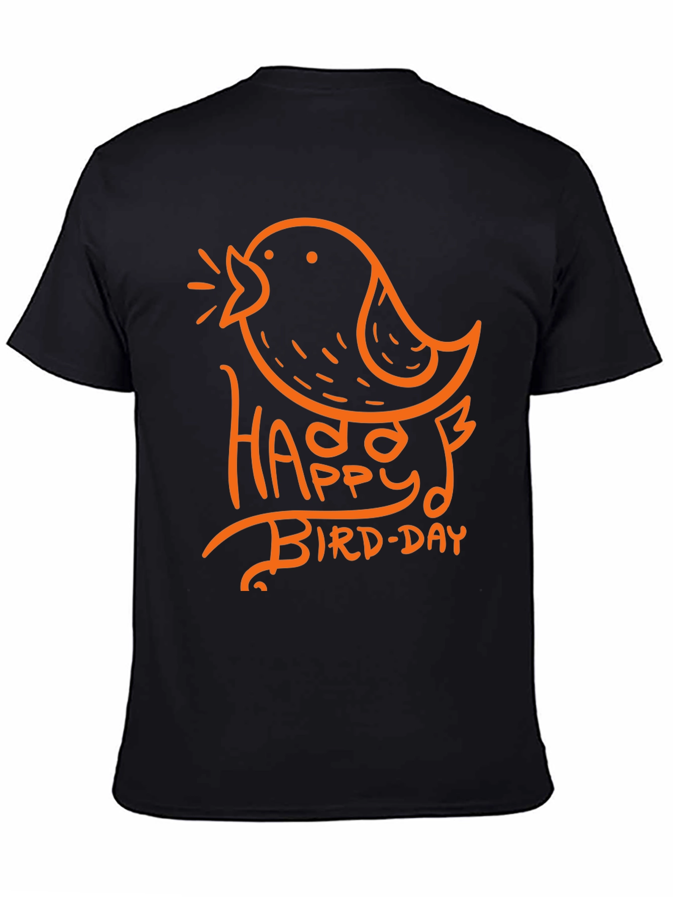 Happy Bird-Day Graphic Tee - Black Casual T-Shirt