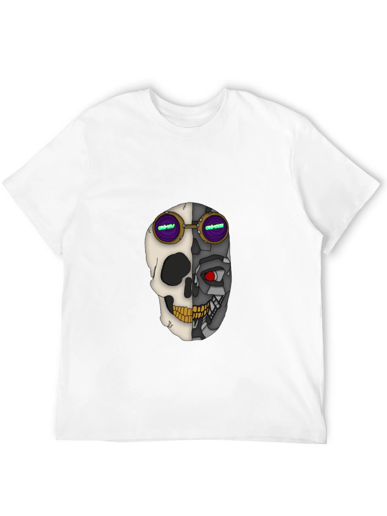 Cyber Skull Tee: Grimey Steampunk Style