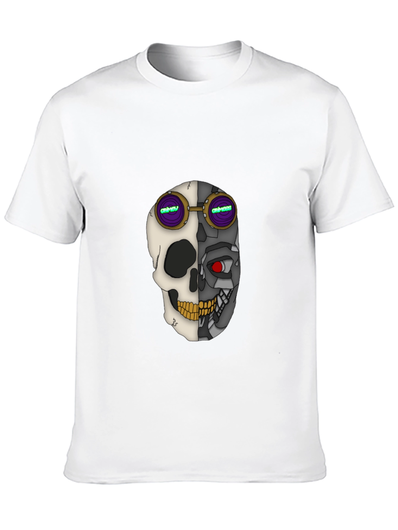 Cyber Skull Tee: Grimey Steampunk Style