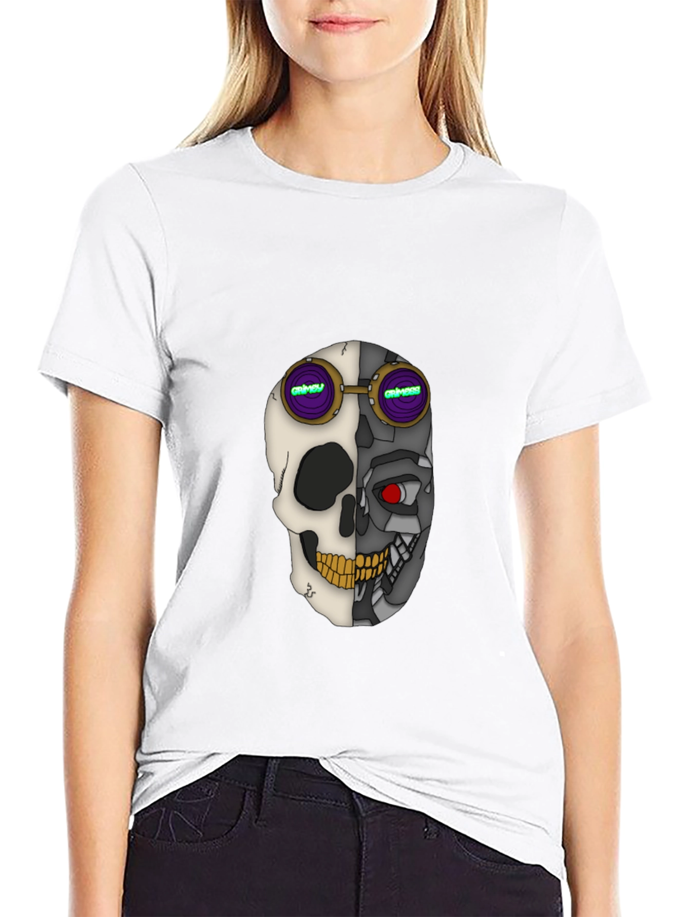 Cyber Skull Tee: Grimey Steampunk Style