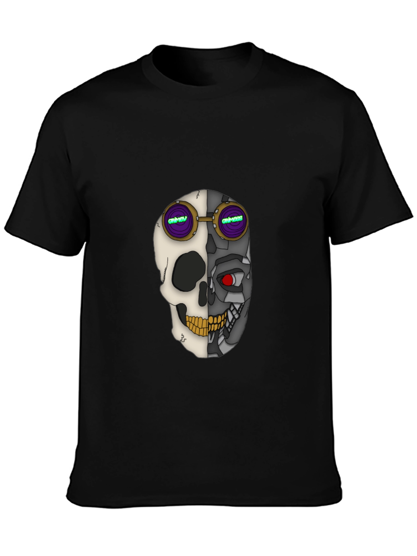 Cyber Skull Tee: Grimey Steampunk Style