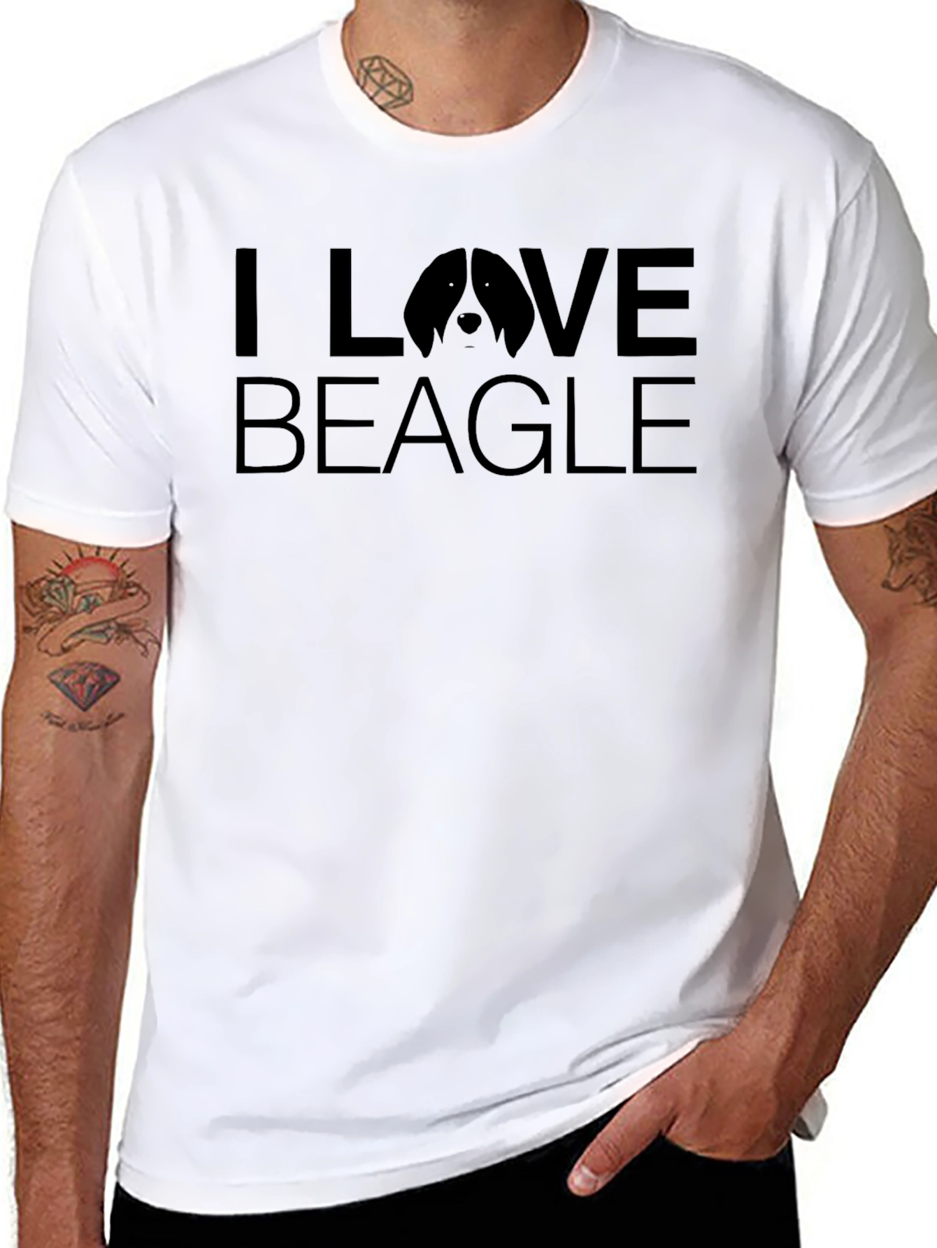 I Love Beagle Black Graphic Tee
