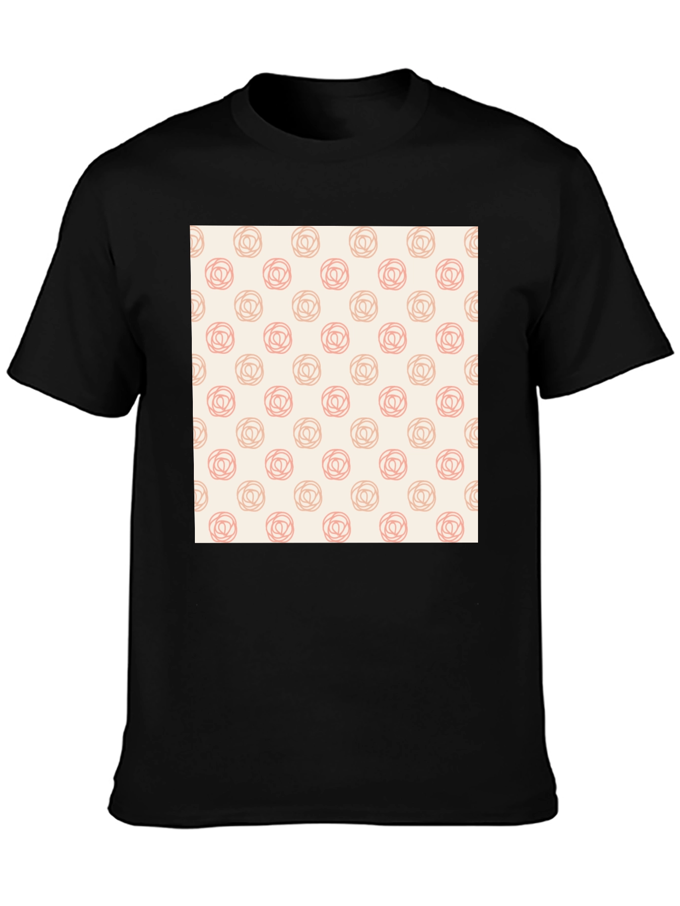 Stylish Black Tee with Floral Rose Pattern