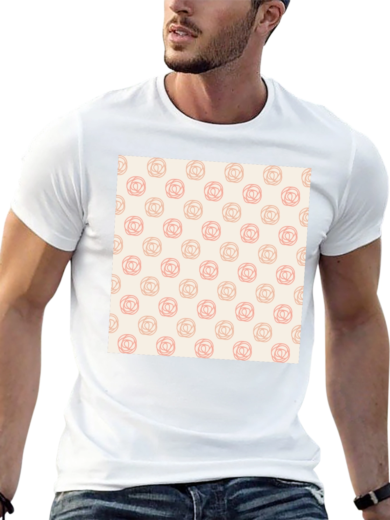Stylish Black Tee with Floral Rose Pattern