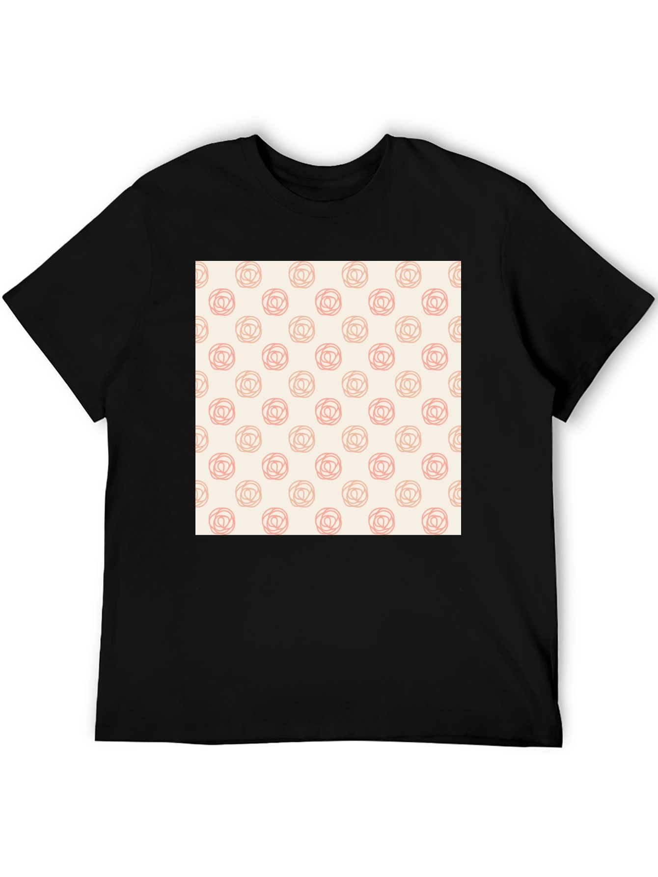 Stylish Black Tee with Floral Rose Pattern