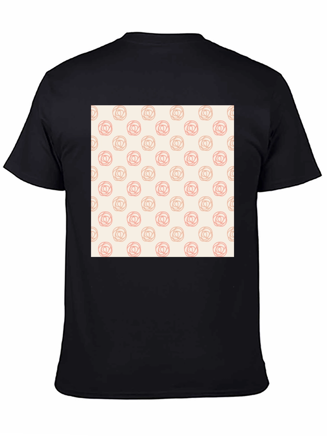 Stylish Black Tee with Floral Rose Pattern