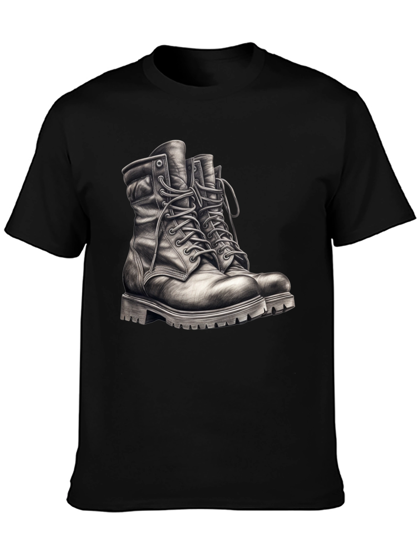 Black T-Shirt with Boots Graphic Tee