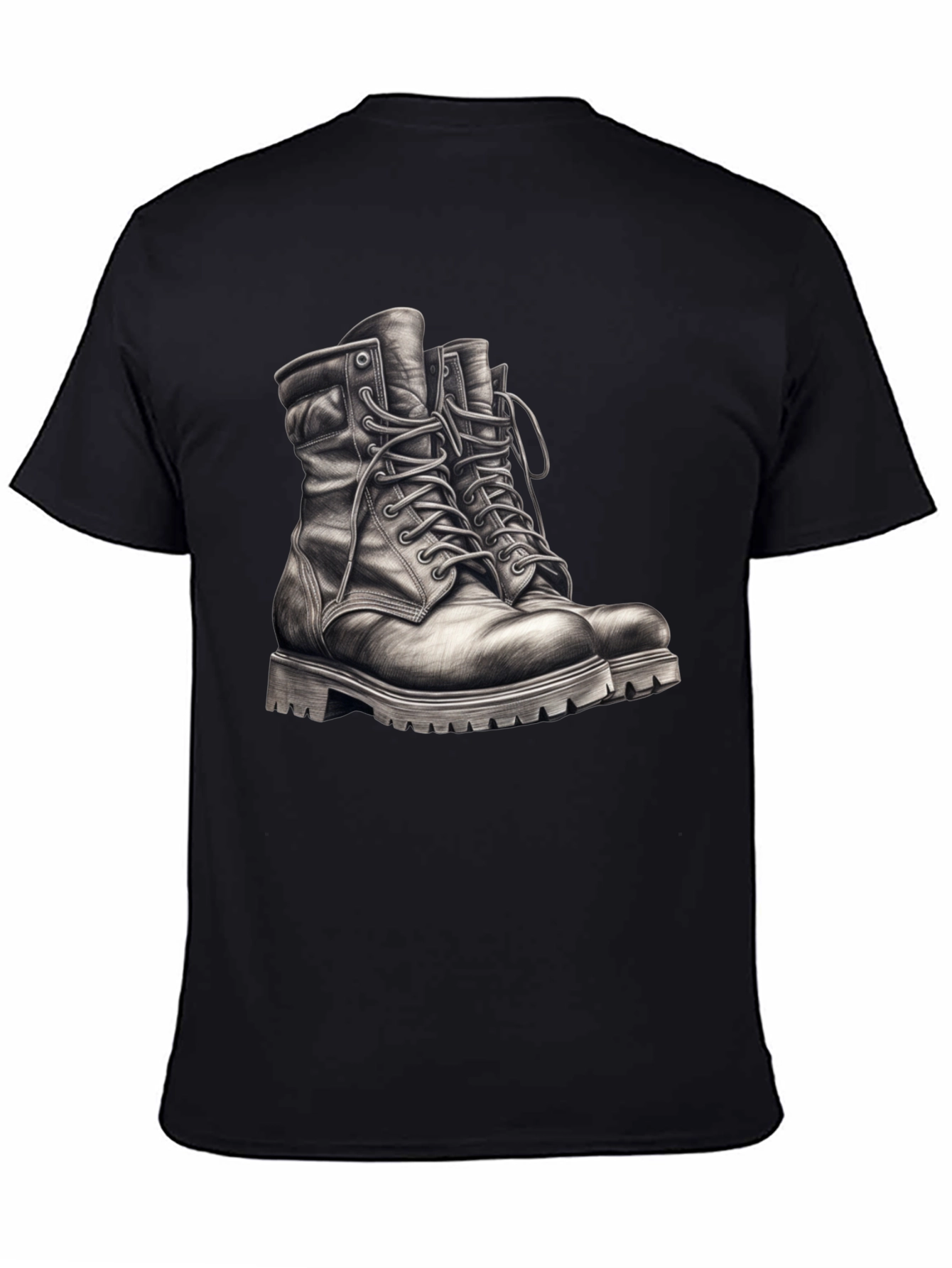 Black T-Shirt with Boots Graphic Tee