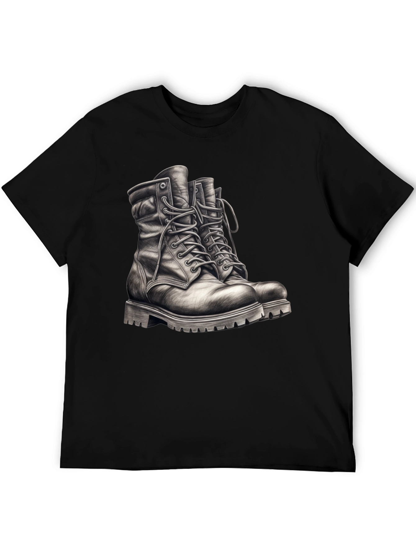 Black T-Shirt with Boots Graphic Tee