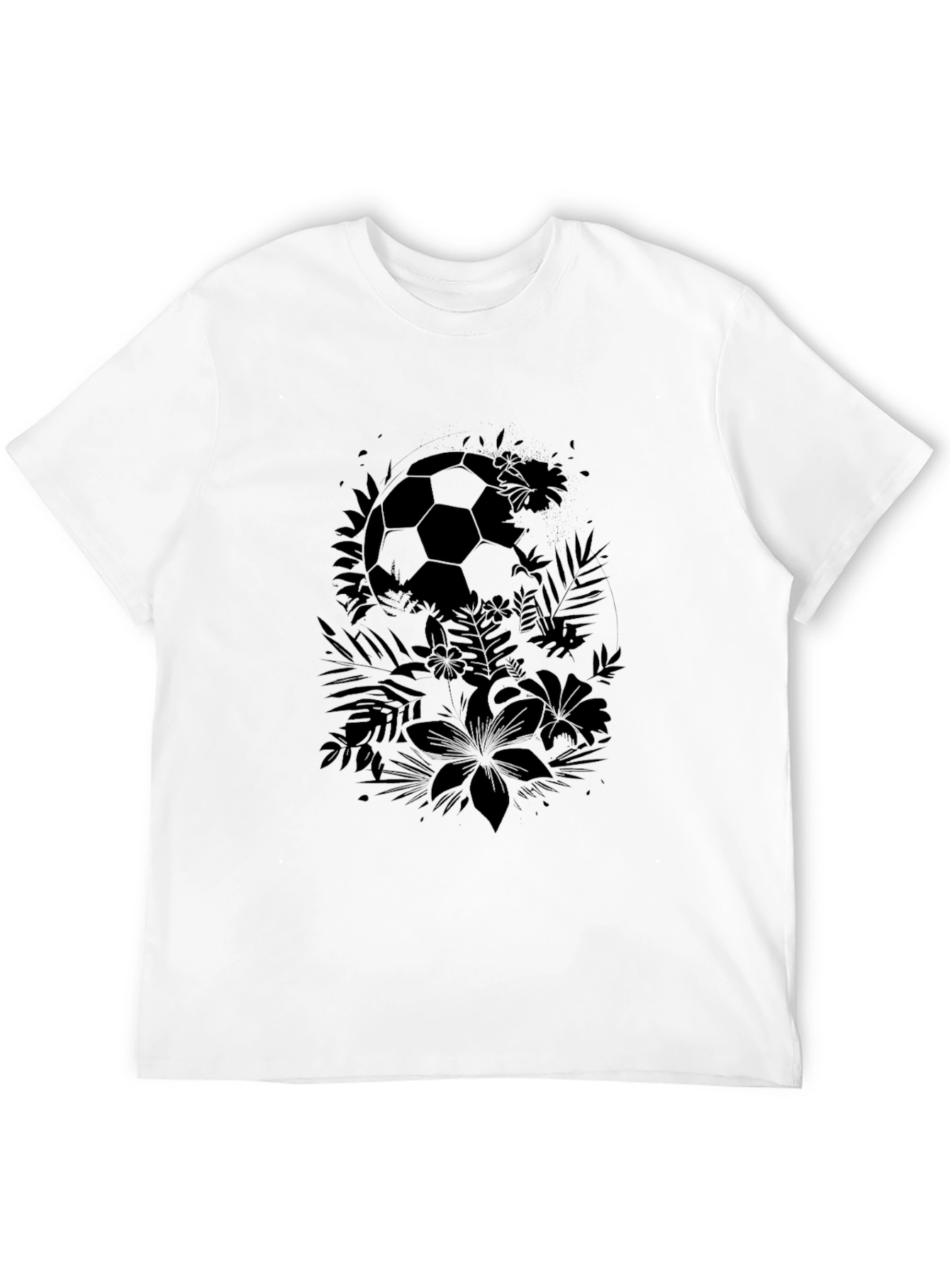 Tropical Soccer Ball Graphic Tee - Black