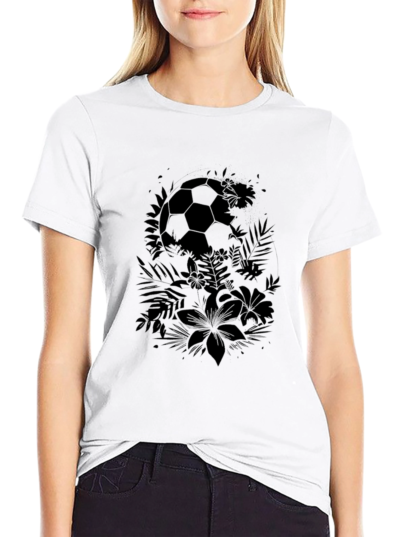 Tropical Soccer Ball Graphic Tee - Black