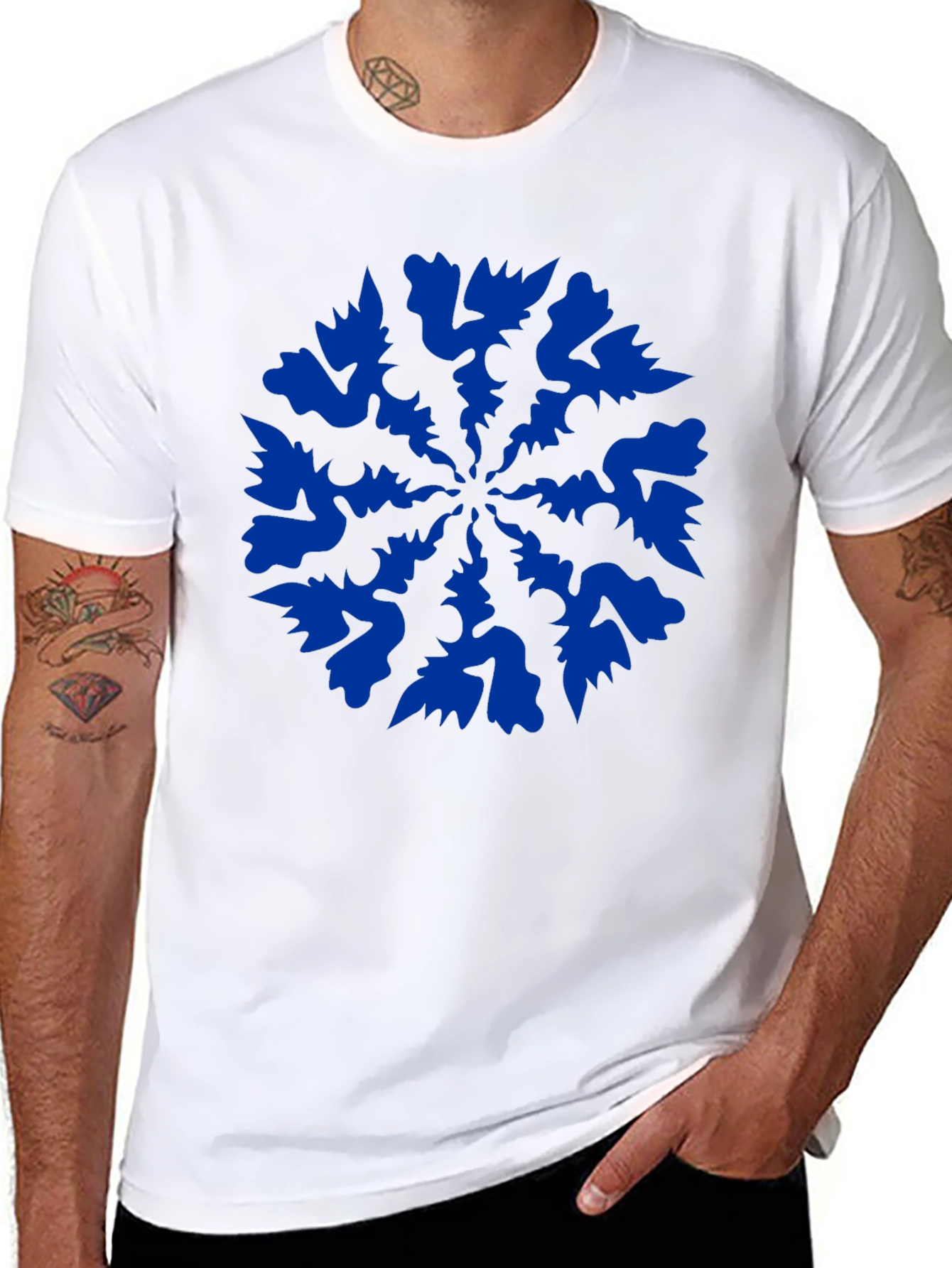 Black Tee with Abstract Blue Graphic