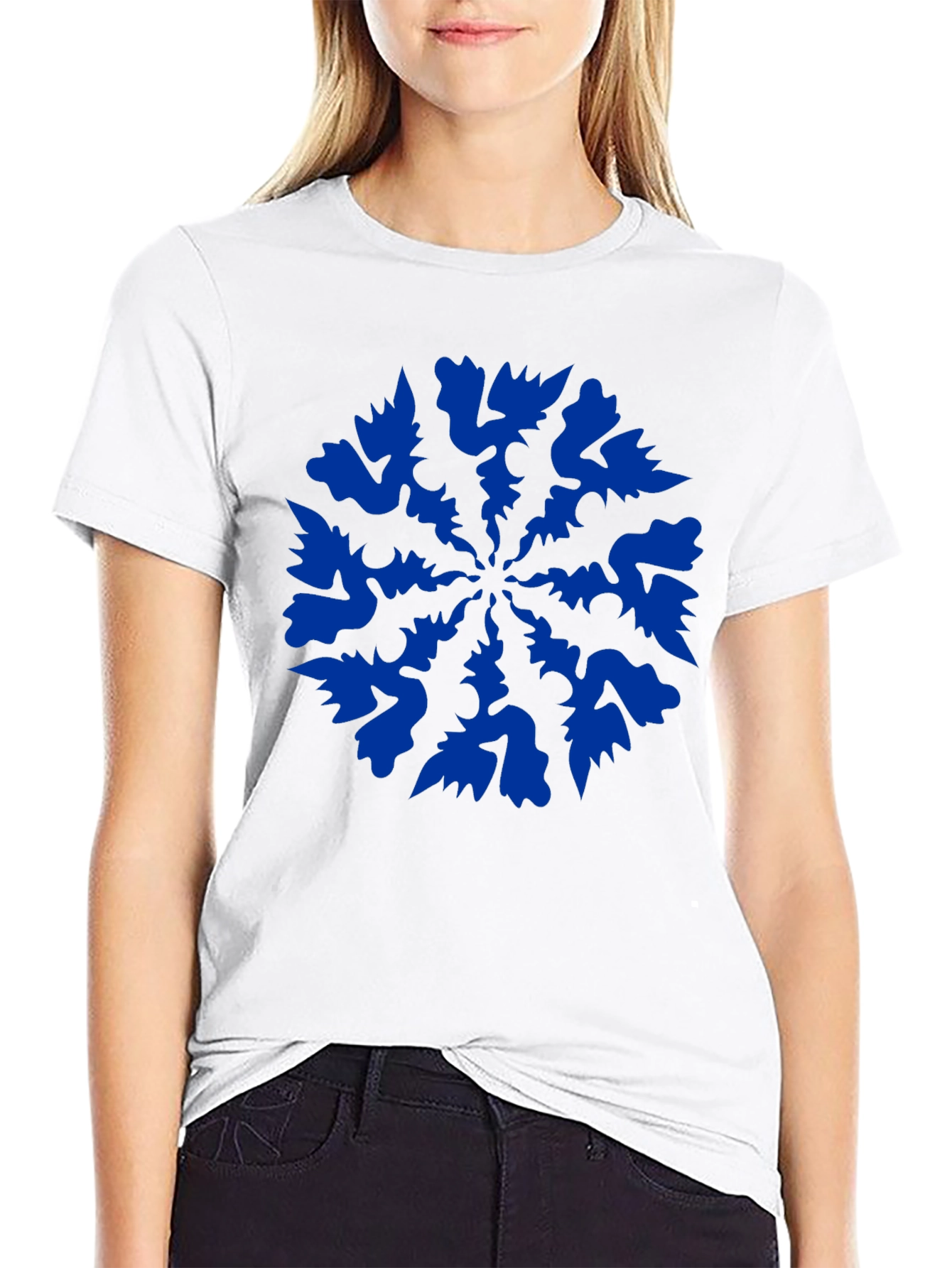 Black Tee with Abstract Blue Graphic