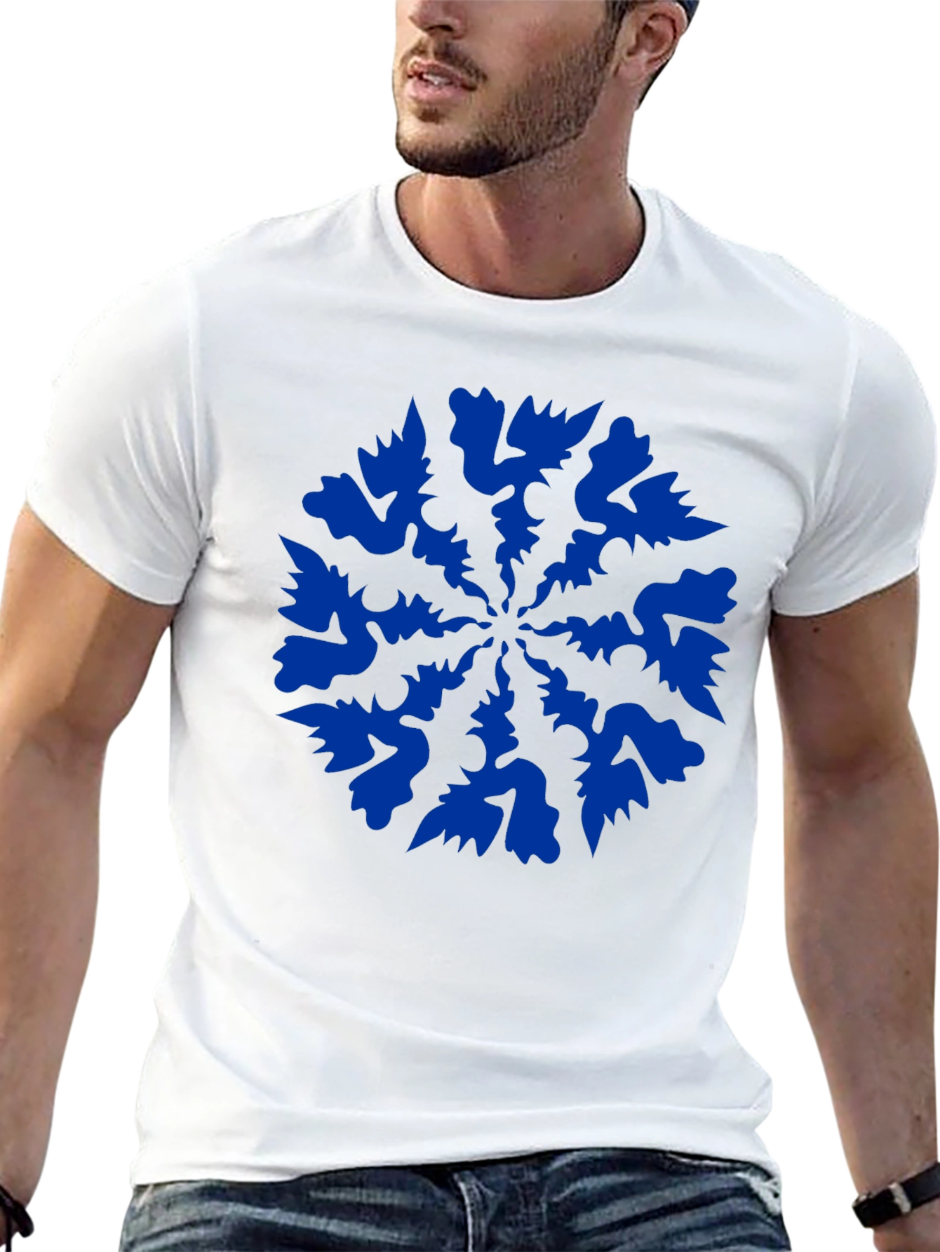Black Tee with Abstract Blue Graphic