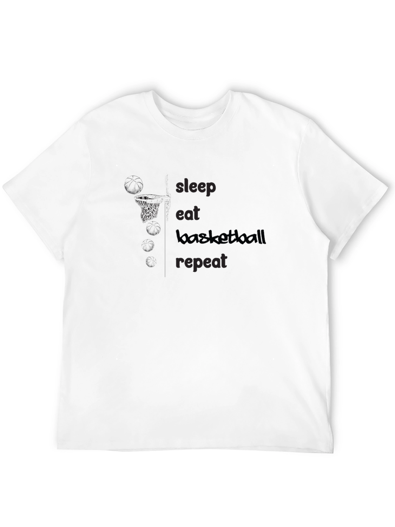 Basketball Graphic Tee - Sleep Eat Repeat - Black