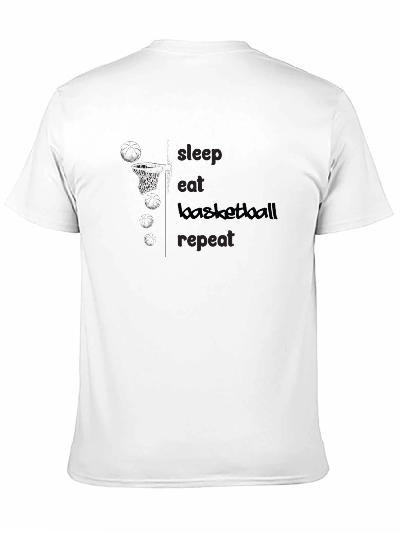 Basketball Graphic Tee - Sleep Eat Repeat - Black