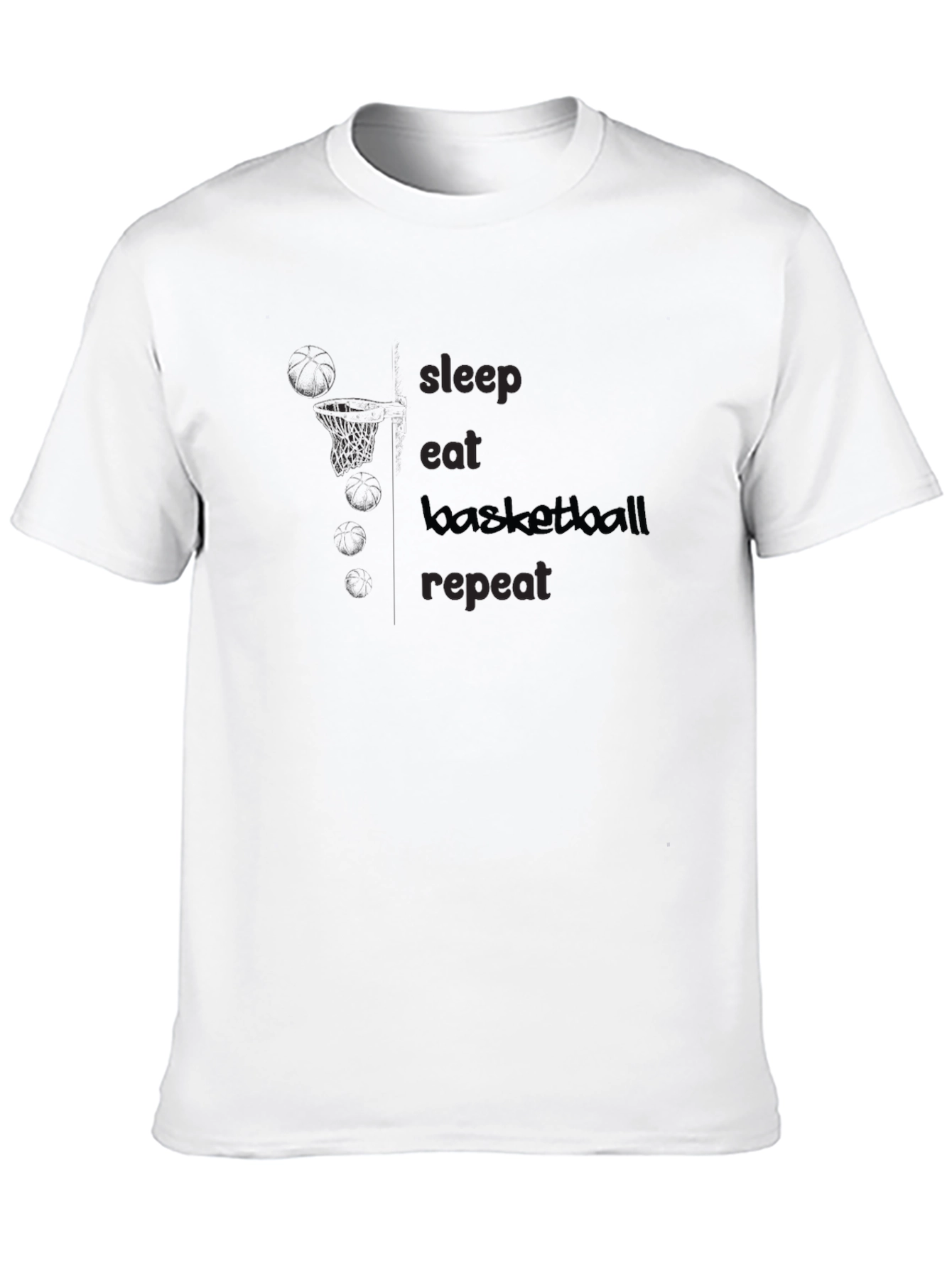 Basketball Graphic Tee - Sleep Eat Repeat - Black