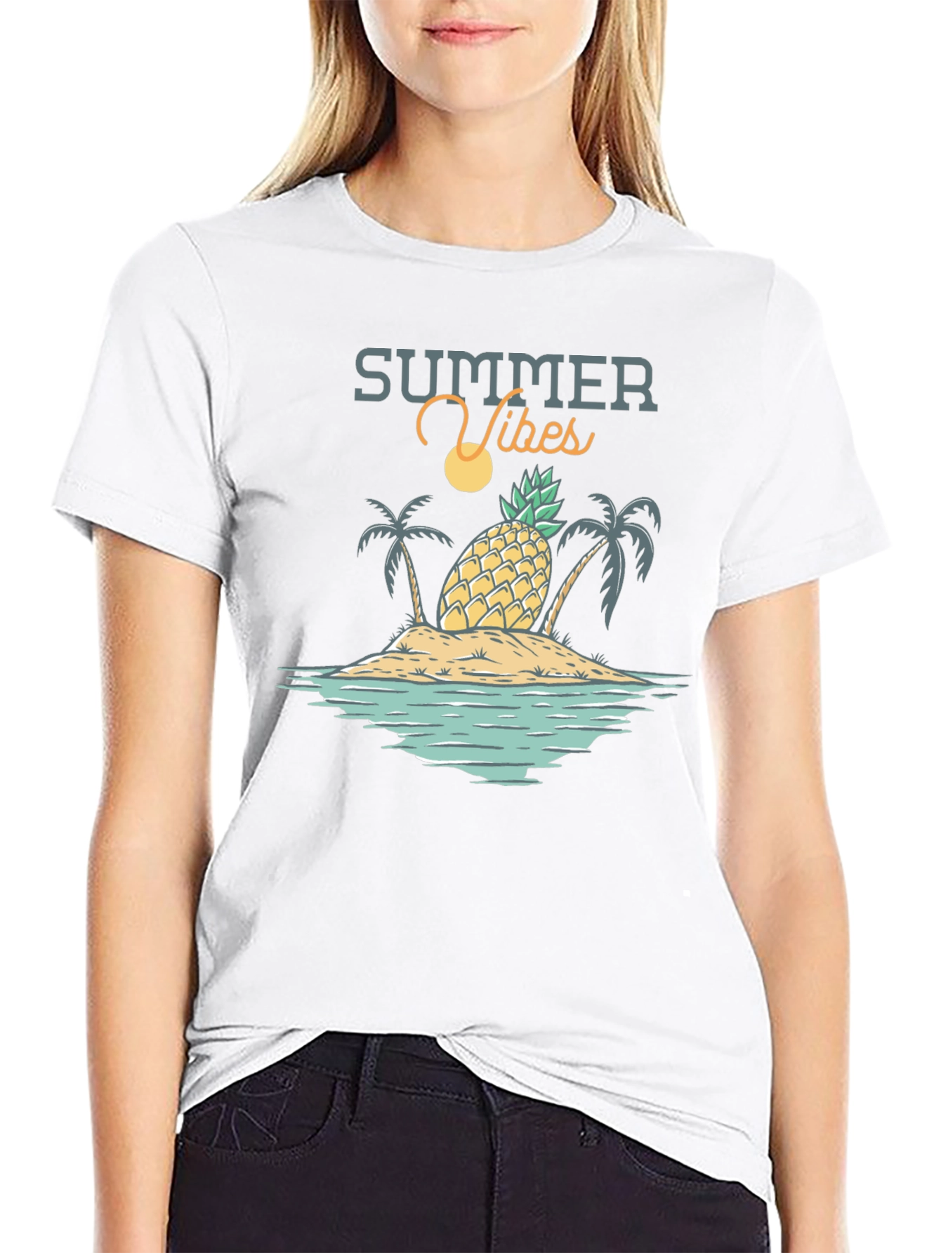 Summer Vibes Graphic T-Shirt - Tropical Island Design