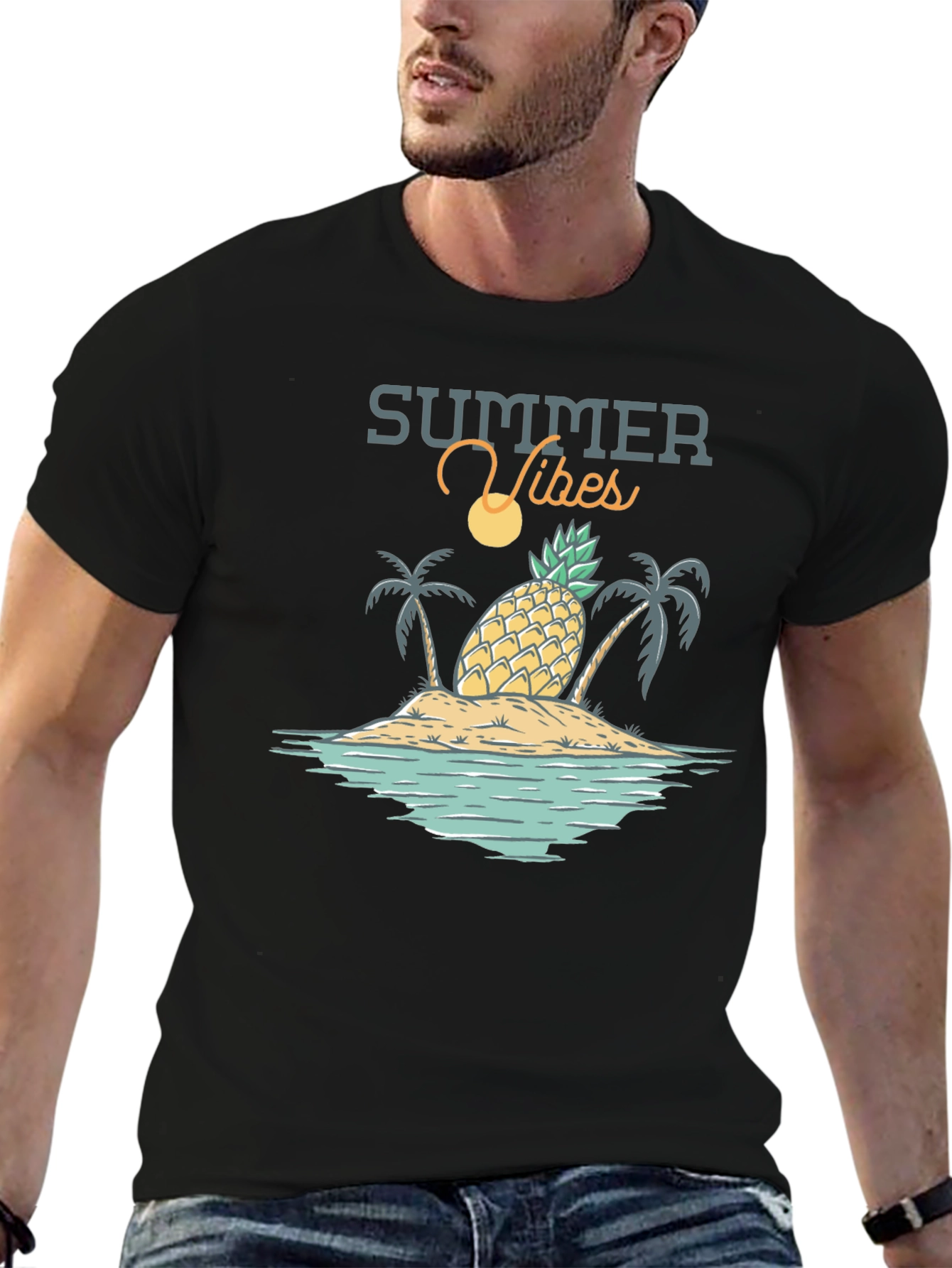 Summer Vibes Graphic T-Shirt - Tropical Island Design