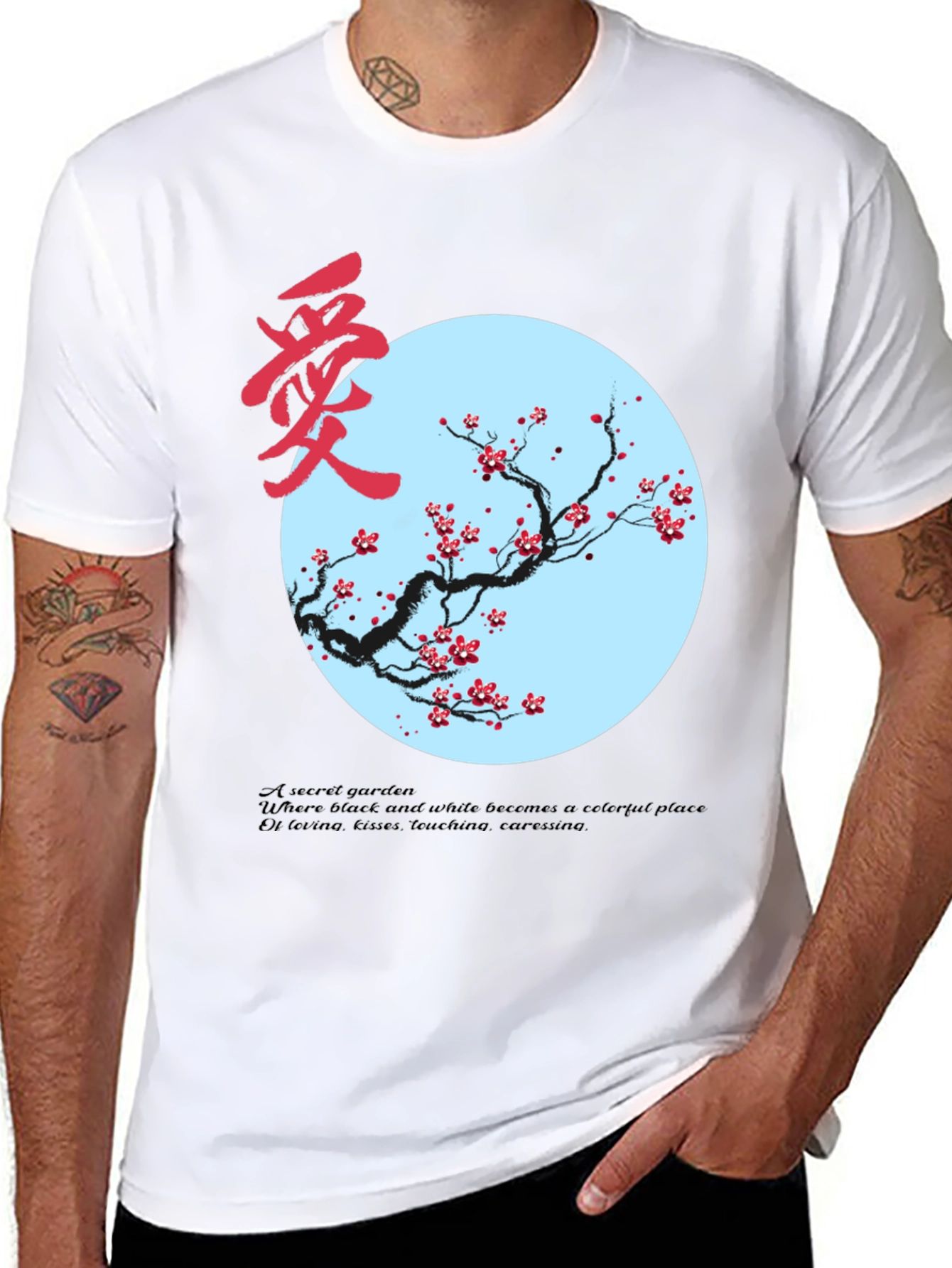 Artistic Black T-Shirt with Floral Design