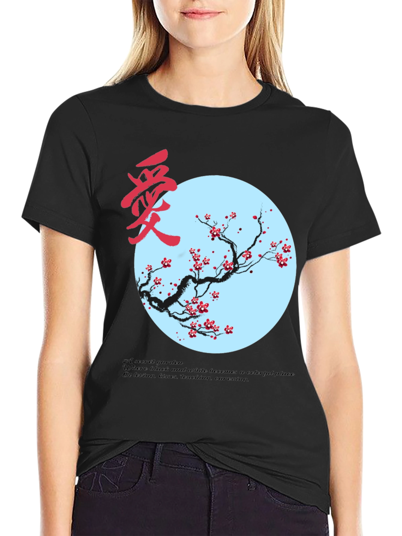Artistic Black T-Shirt with Floral Design