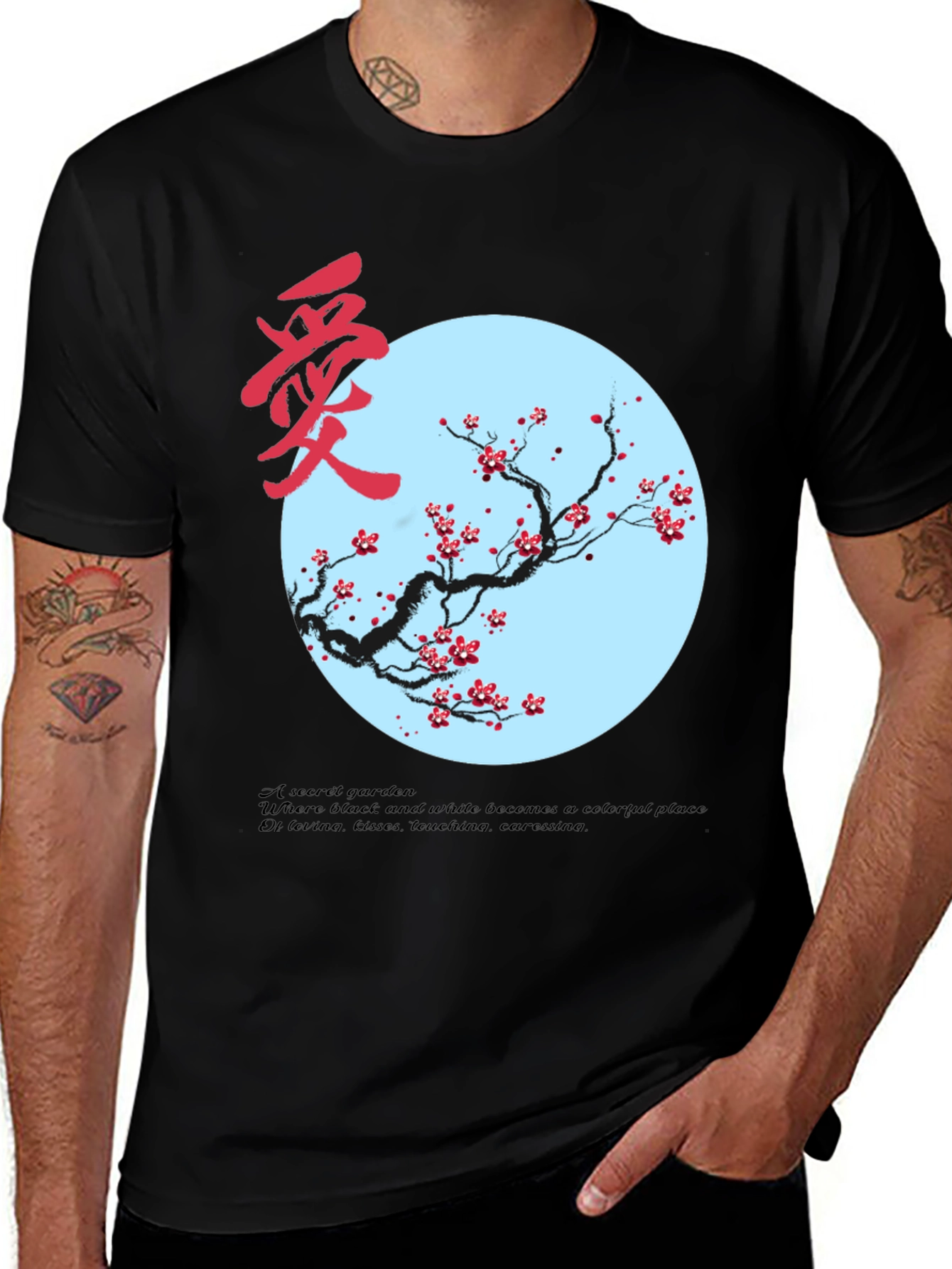 Artistic Black T-Shirt with Floral Design