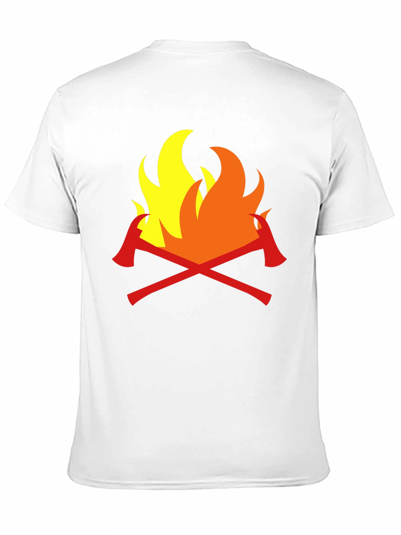 Firefighter Axes Flames Graphic Tee - Black Cotton