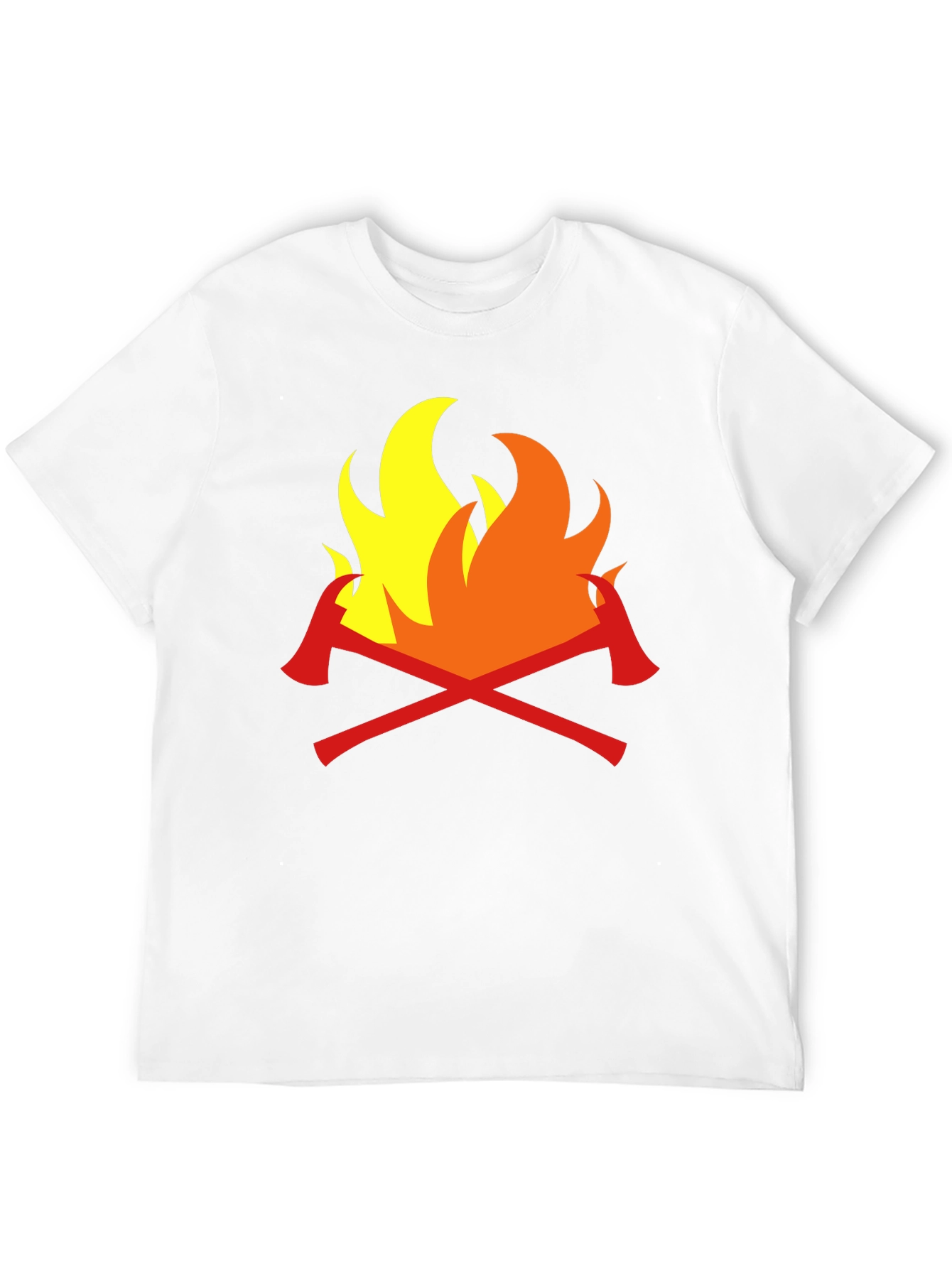 Firefighter Axes Flames Graphic Tee - Black Cotton
