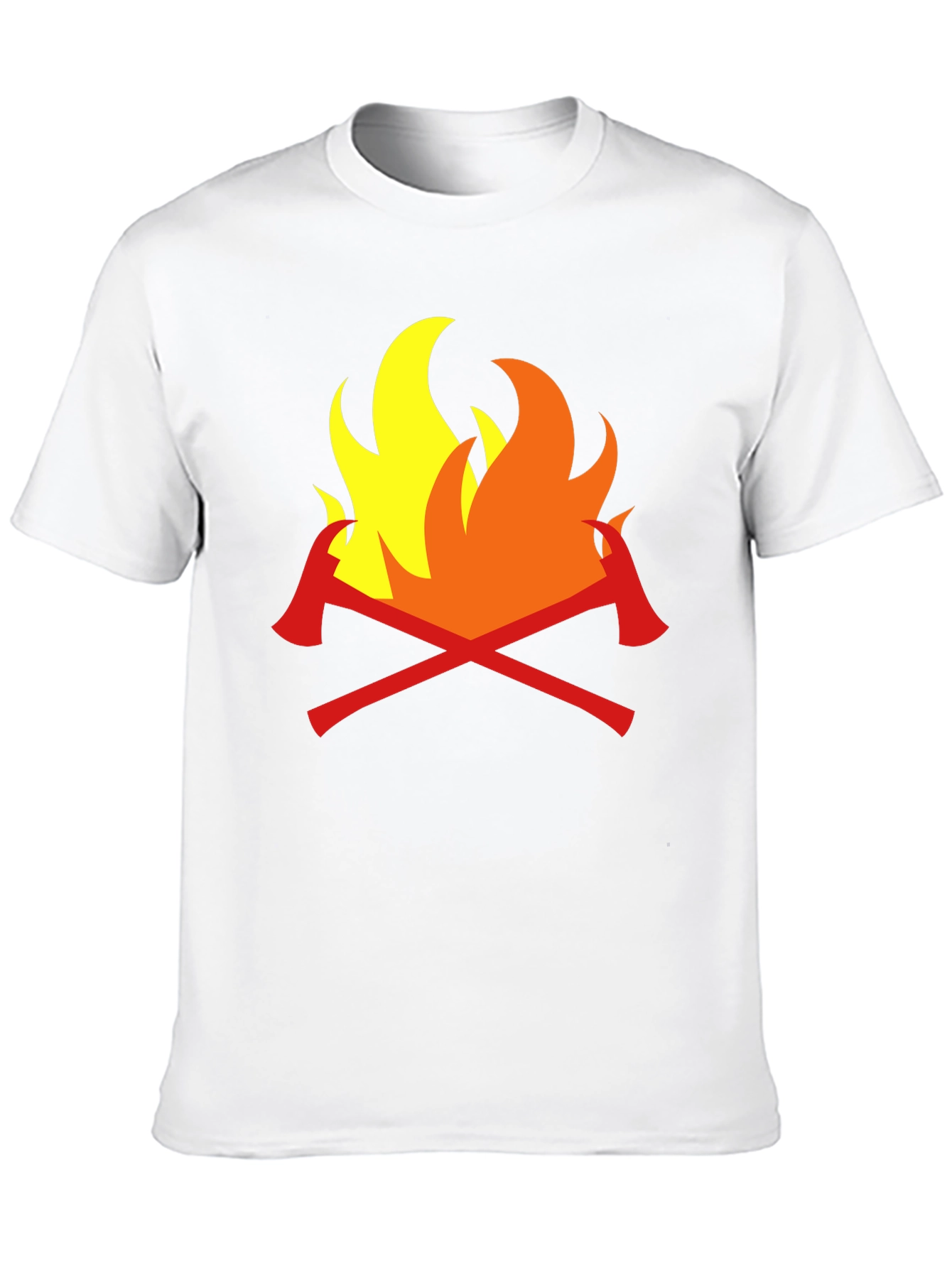 Firefighter Axes Flames Graphic Tee - Black Cotton