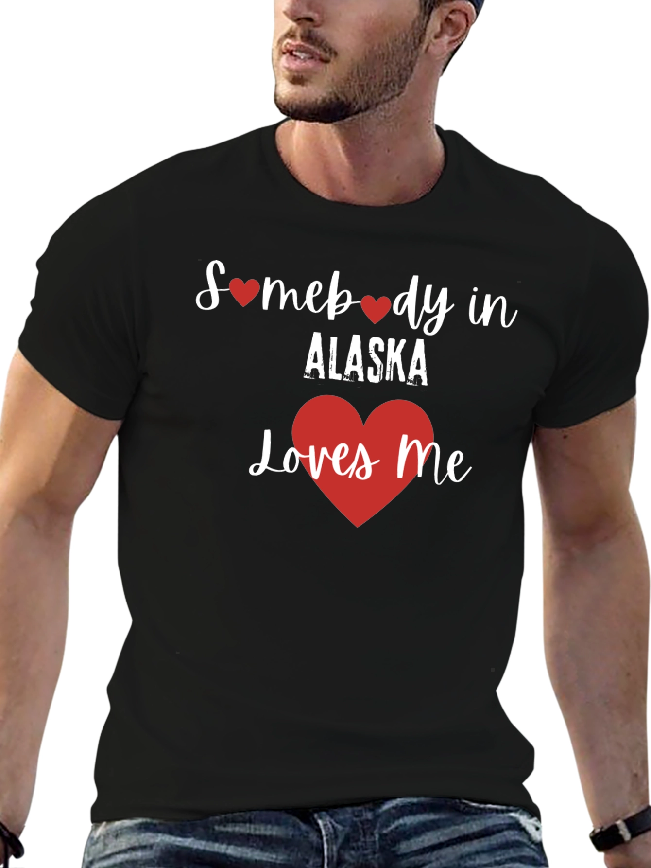 Somebody in Alaska Loves Me Black T-Shirt