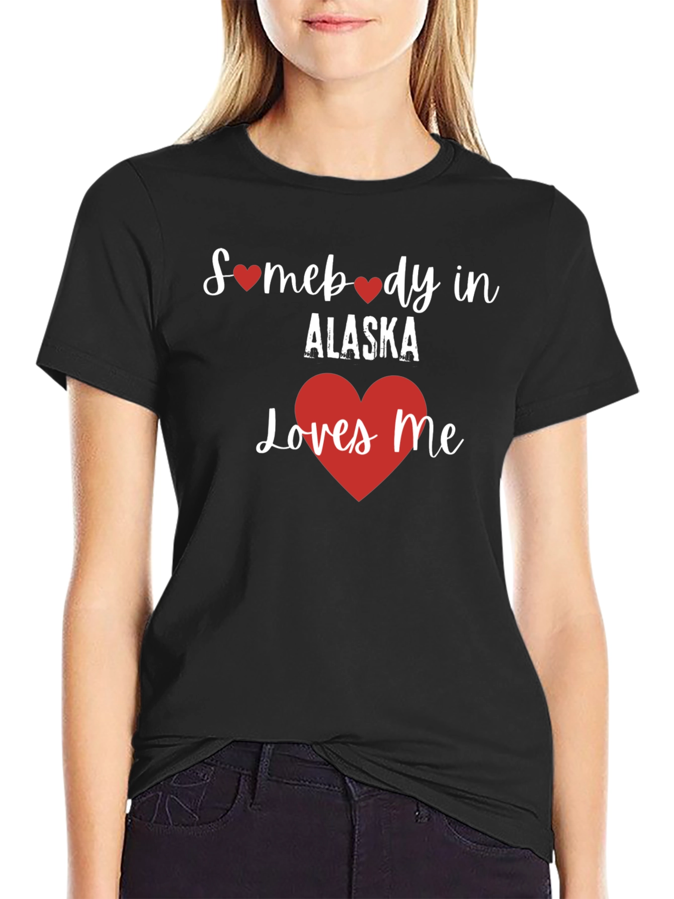 Somebody in Alaska Loves Me Black T-Shirt