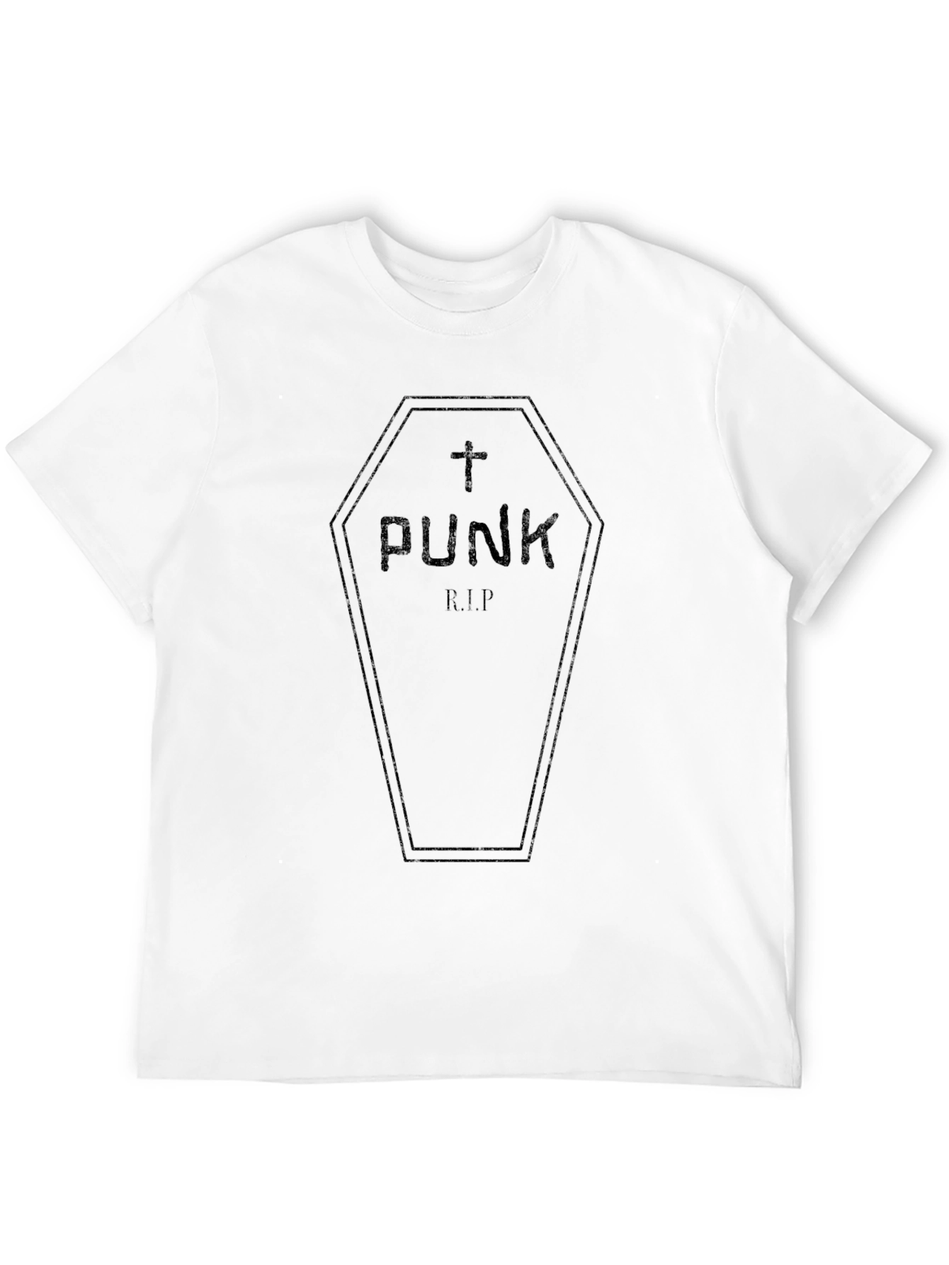 Punk R.I.P. Graphic Tee - Black Coffin Design