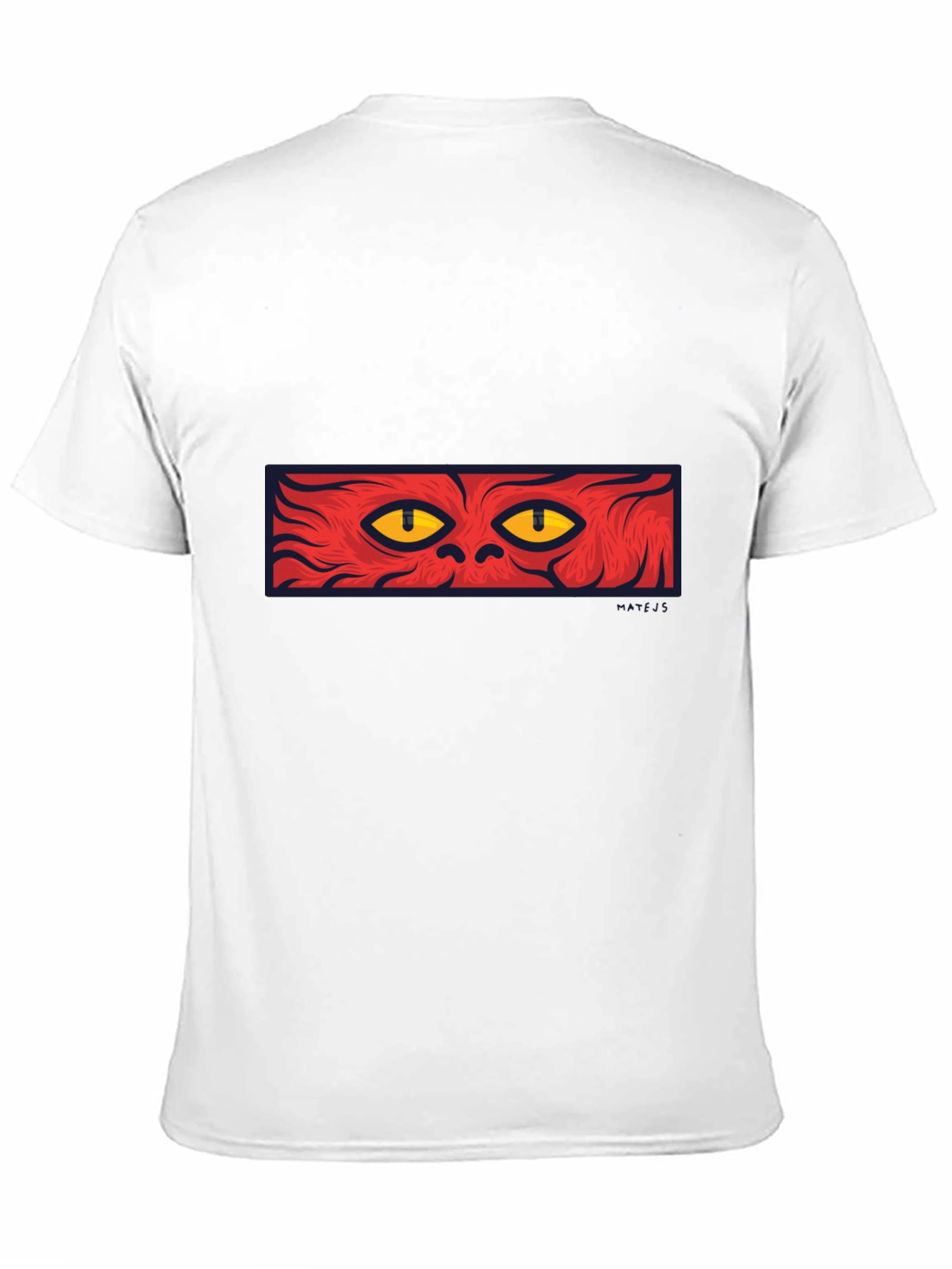 Mens Black T-Shirt with Red Cat Eyes Graphic