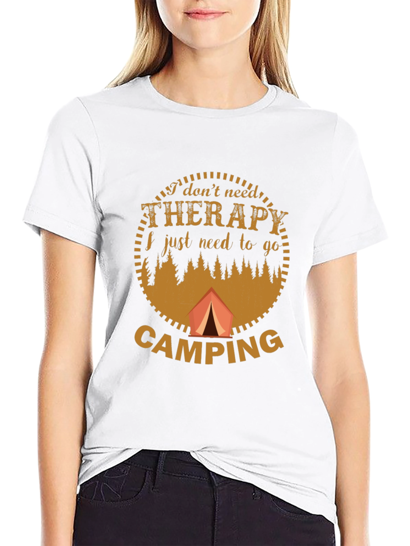 Camping Therapy Graphic T-Shirt - Black