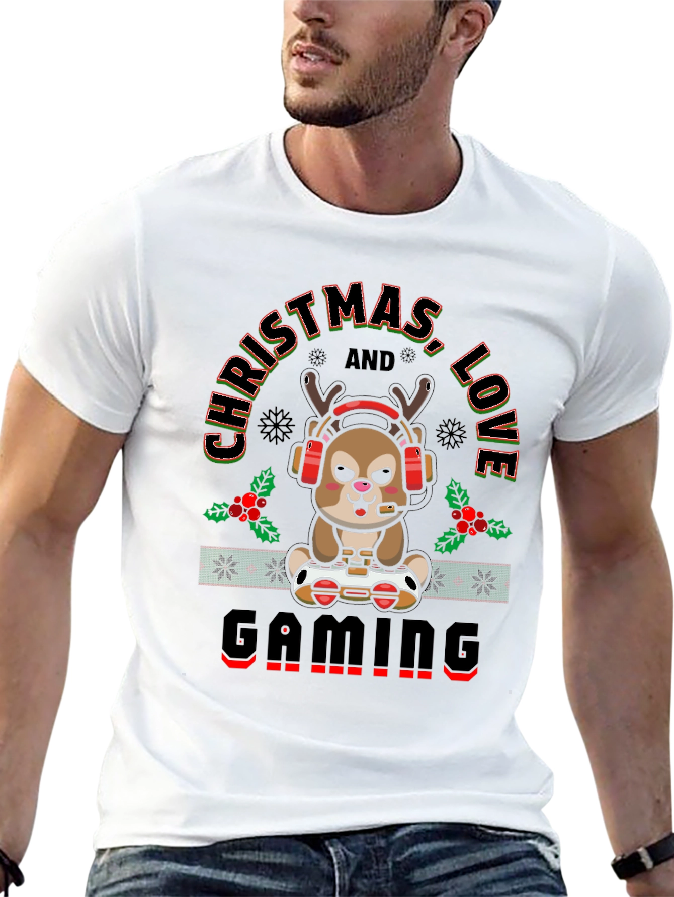 Christmas Love Gaming Deer T-Shirt
