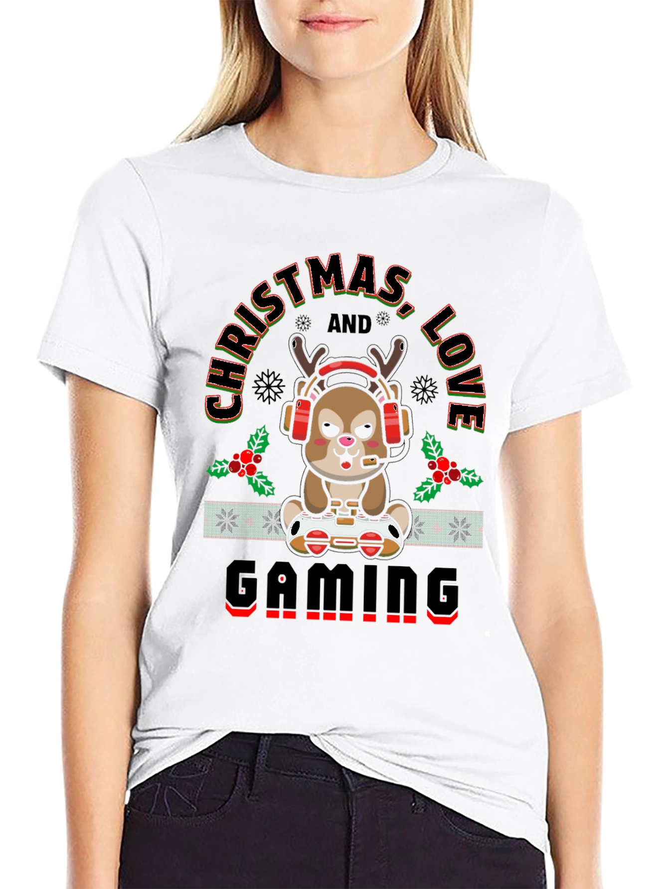 Christmas Love Gaming Deer T-Shirt