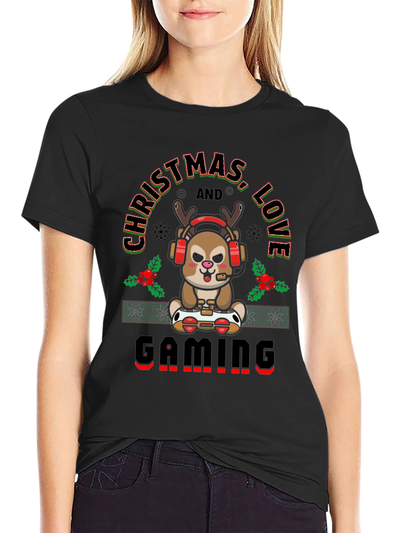 Christmas Love Gaming Deer T-Shirt