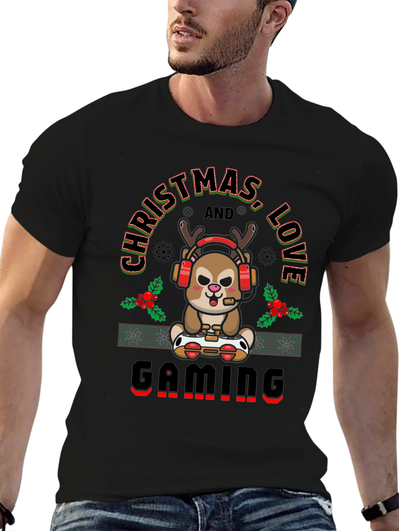 Christmas Love Gaming Deer T-Shirt