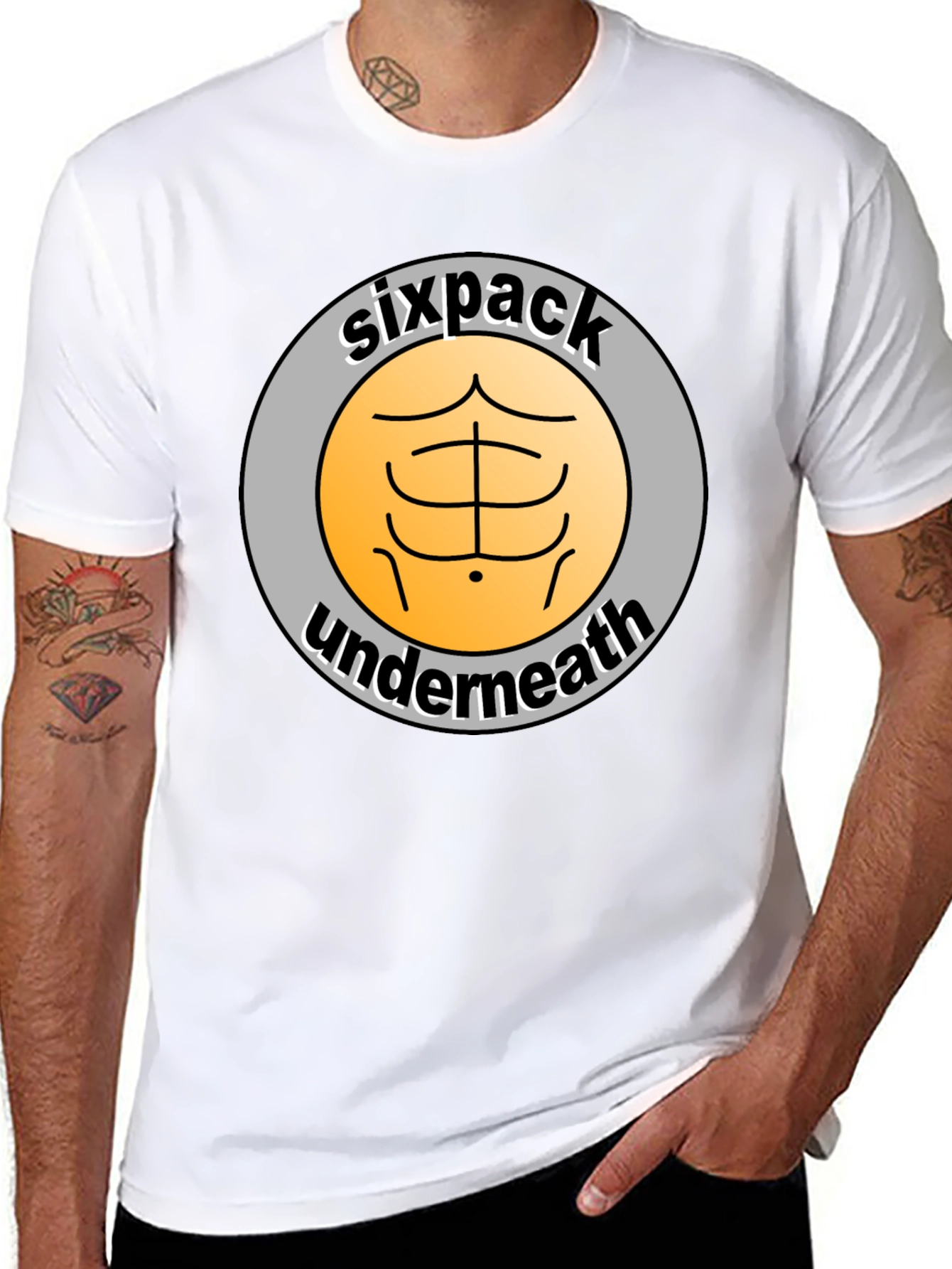Sixpack Underneath Funny Graphic T-Shirt