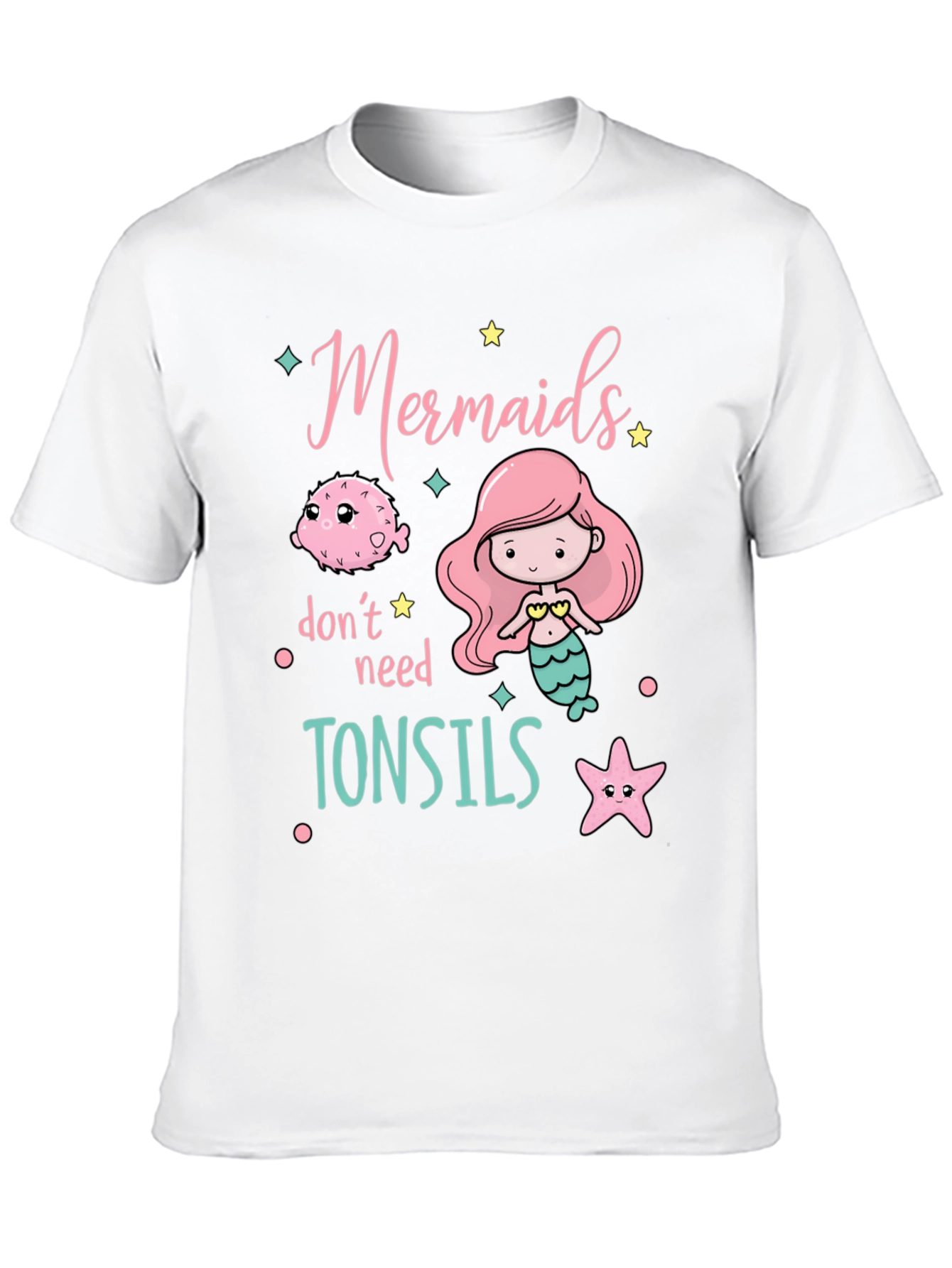 Mermaids Dont Need Tonsils Black Graphic Tee
