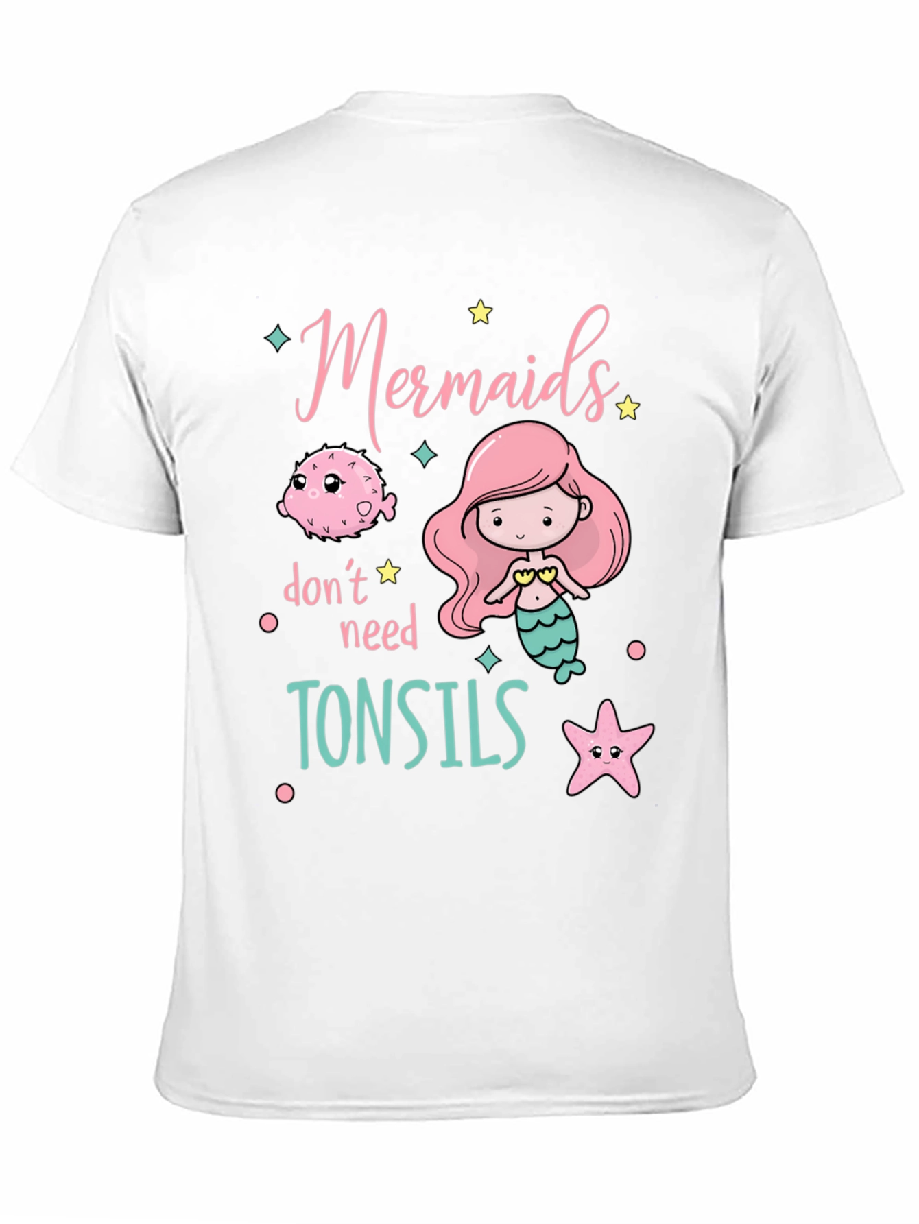 Mermaids Dont Need Tonsils Black Graphic Tee