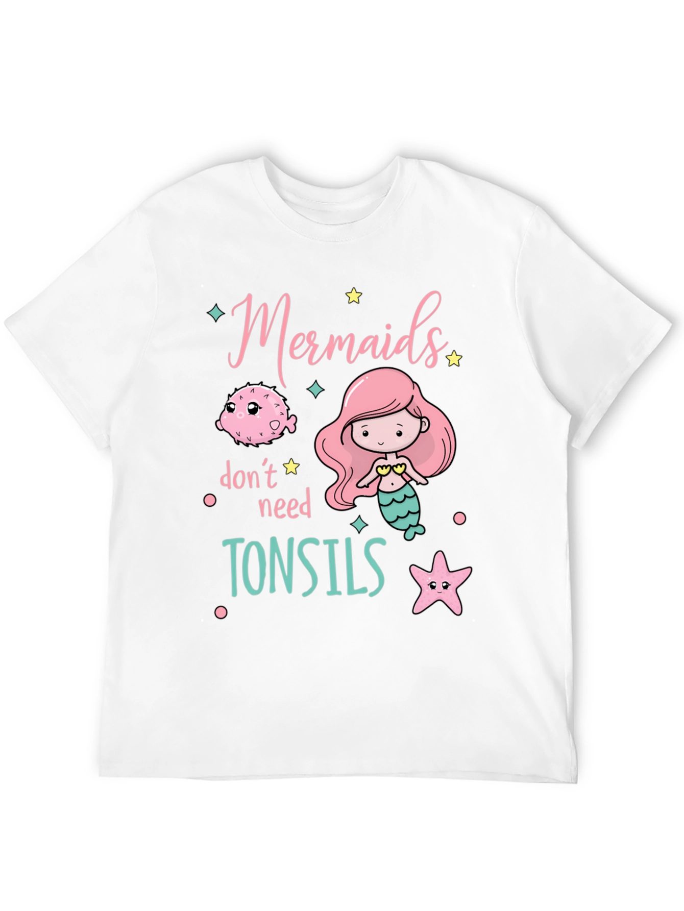 Mermaids Dont Need Tonsils Black Graphic Tee