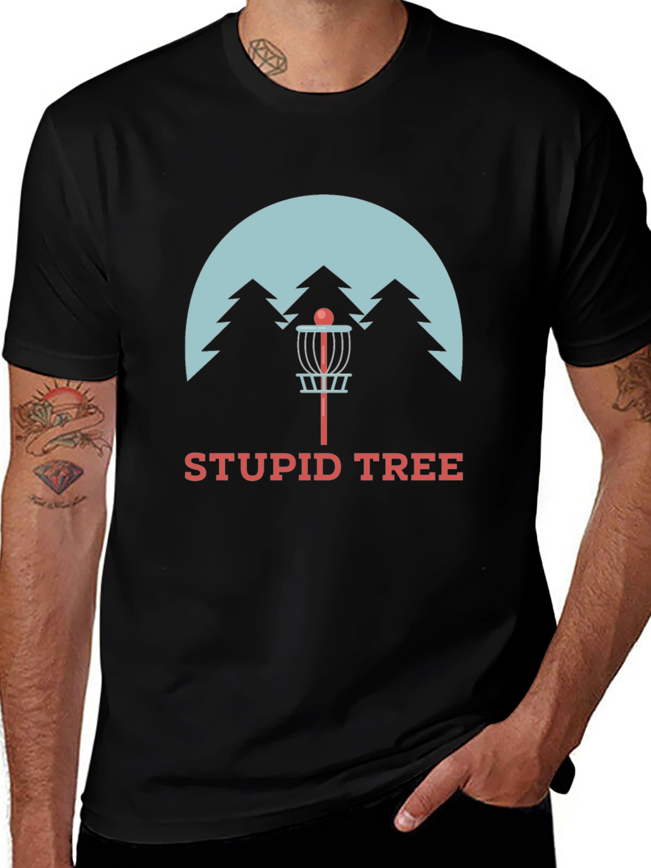 Stupid Tree Disc Golf T-Shirt - Black Cotton Tee
