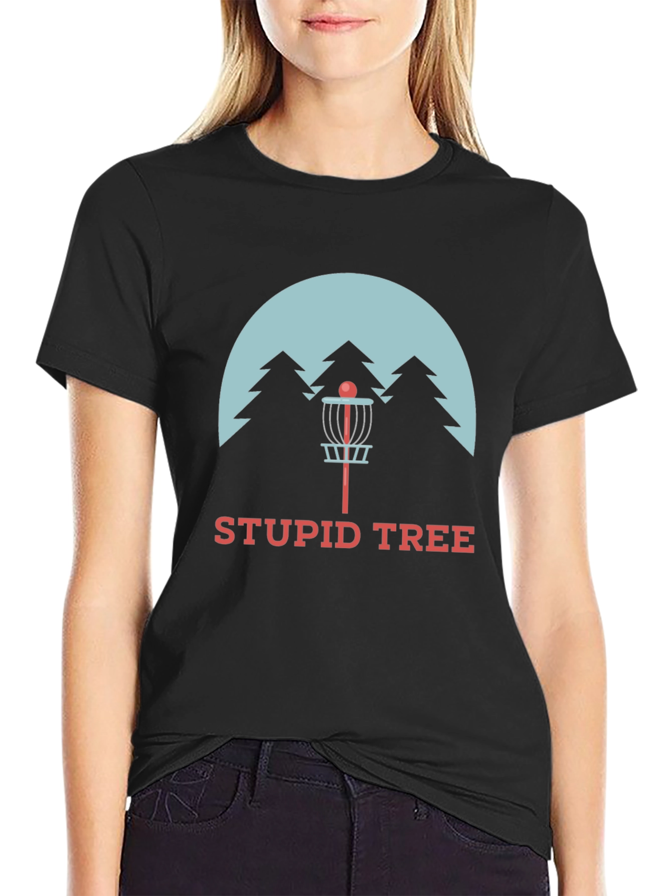 Stupid Tree Disc Golf T-Shirt - Black Cotton Tee