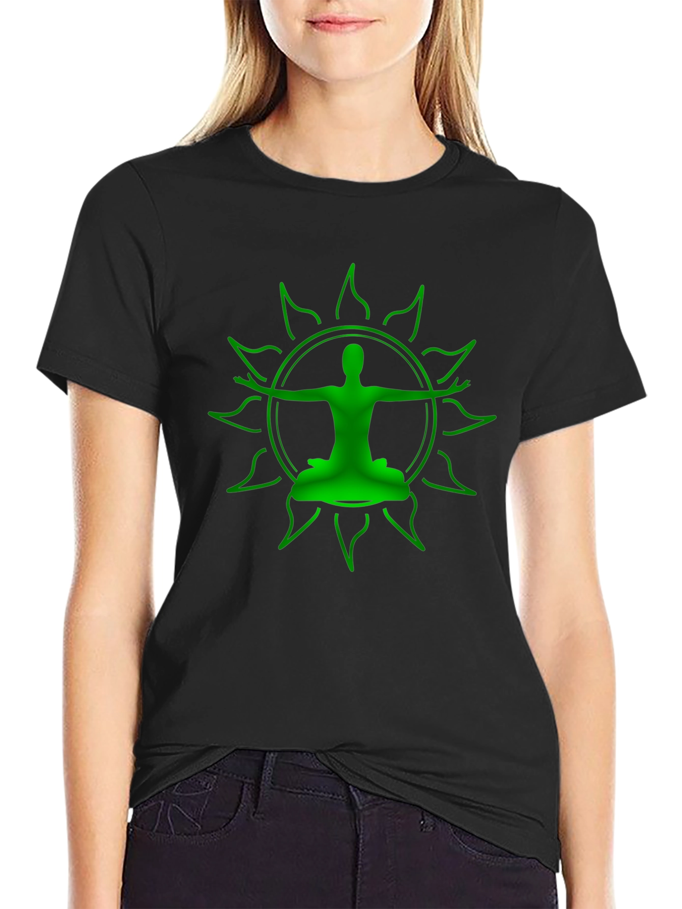 Green Yoga Silhouette Graphic Tee